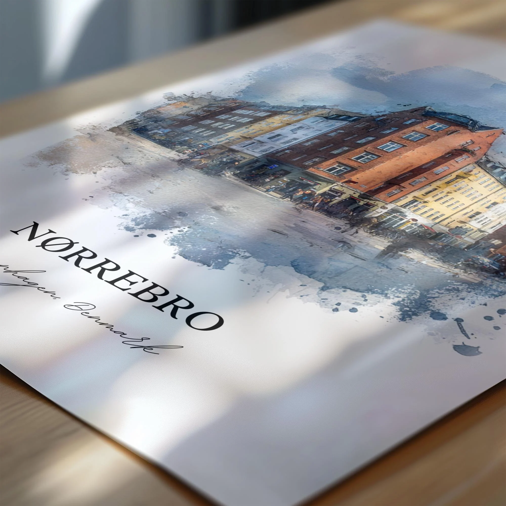 Nørrebro, Denmark – Watercolor Art Print - Image 2