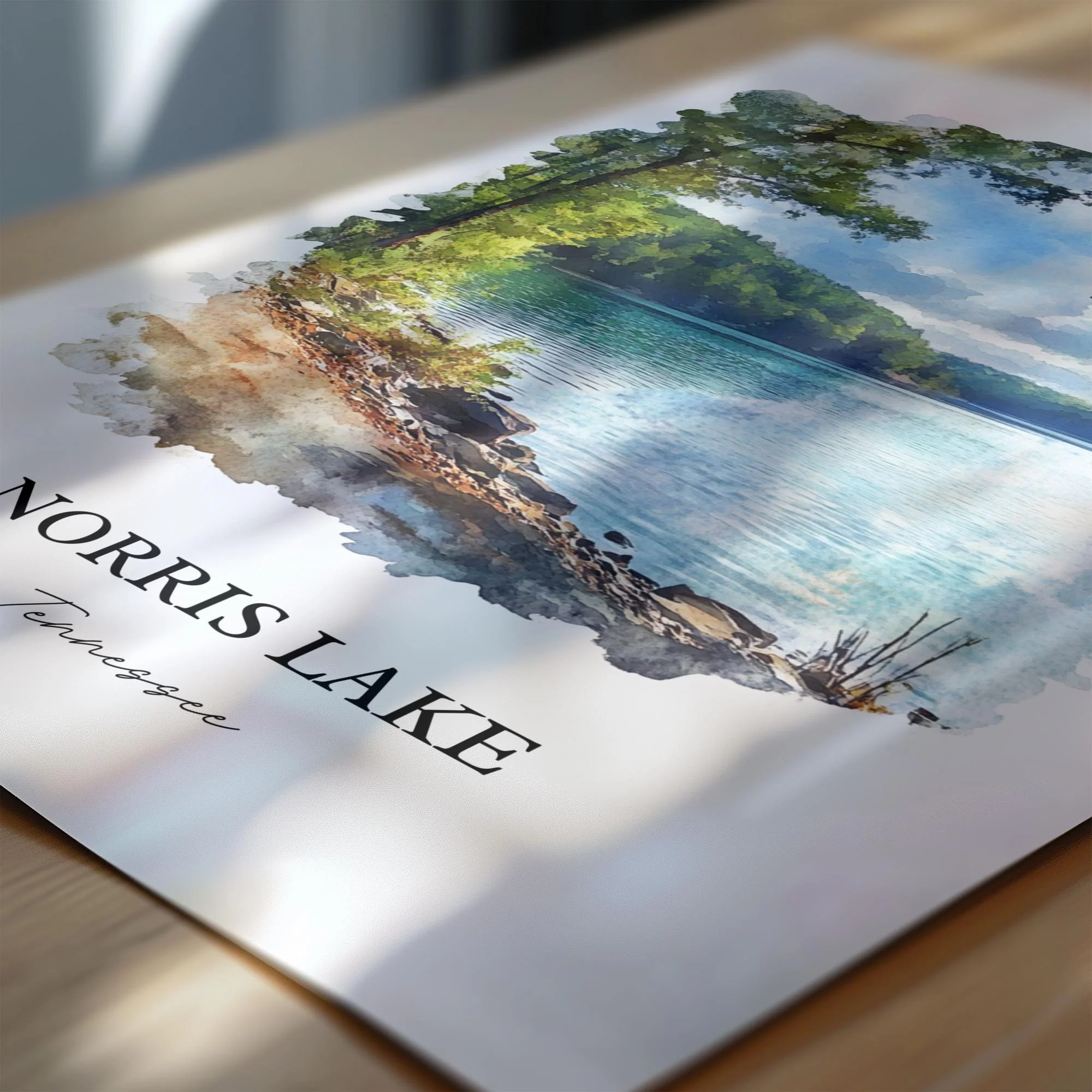 Norris Lake, Tennessee – Watercolor Art Print - Image 2