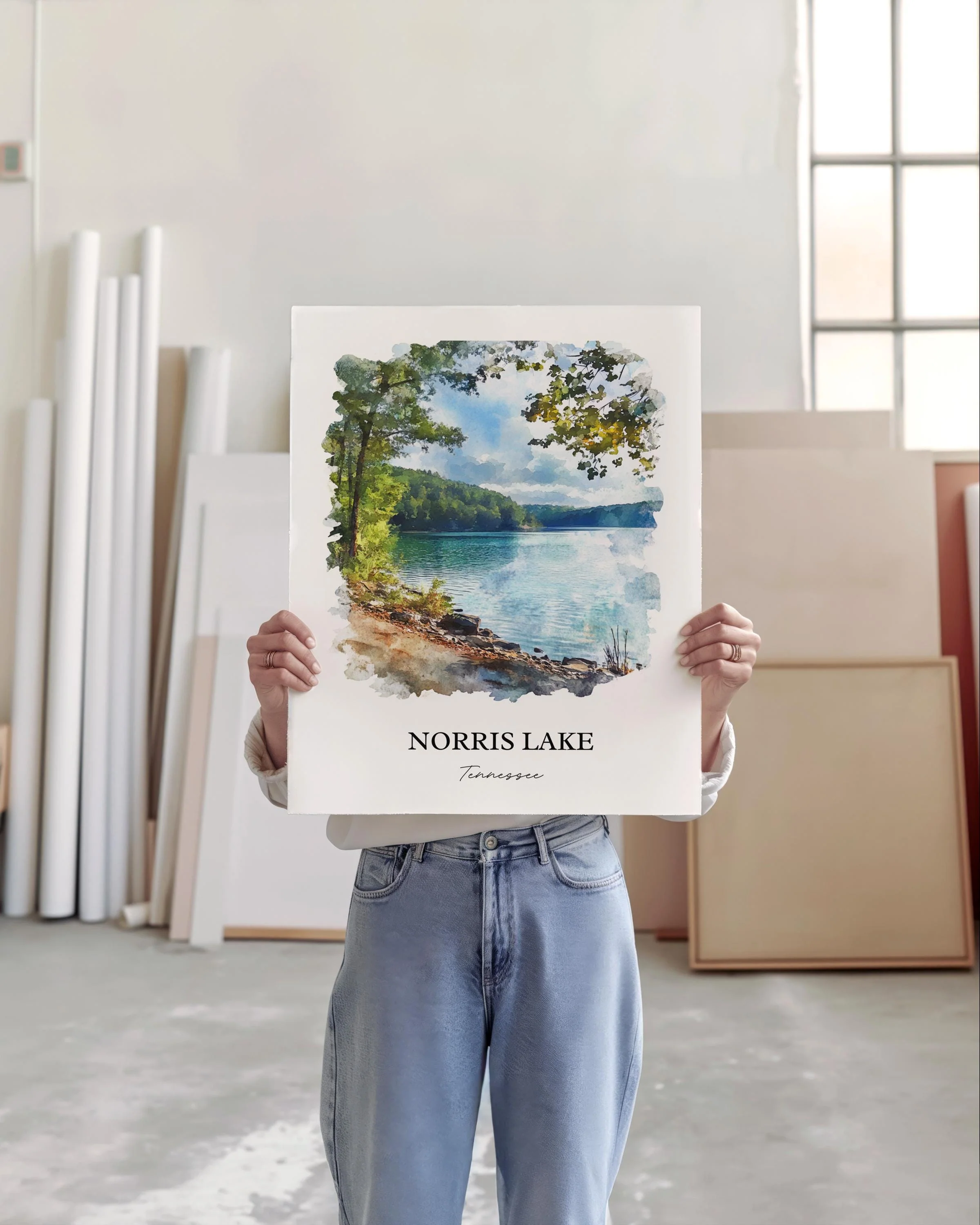 Norris Lake, Tennessee, USA – Watercolor Art Print - Image 4
