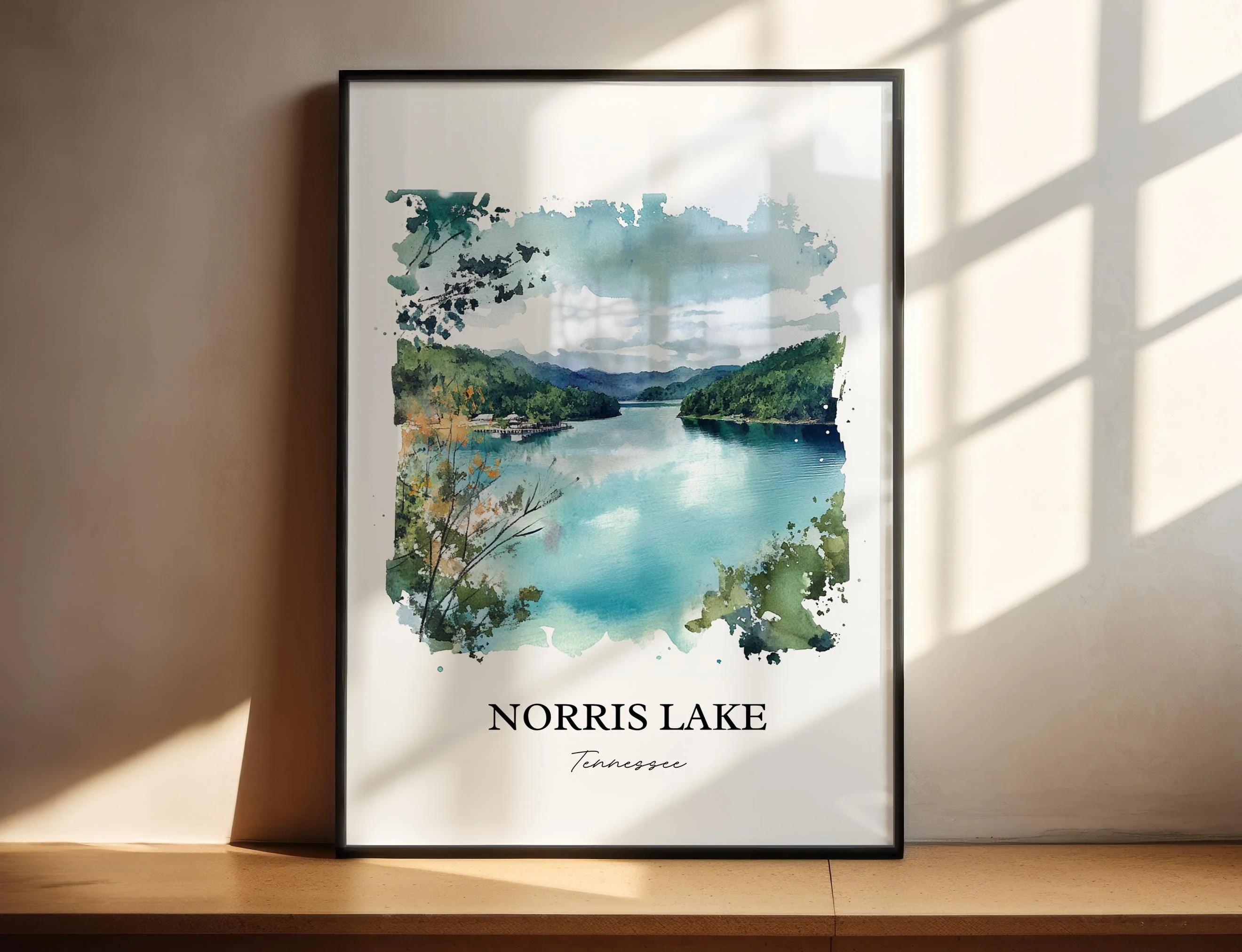 Norris Lake, Tennessee, USA – Watercolor Art Print
