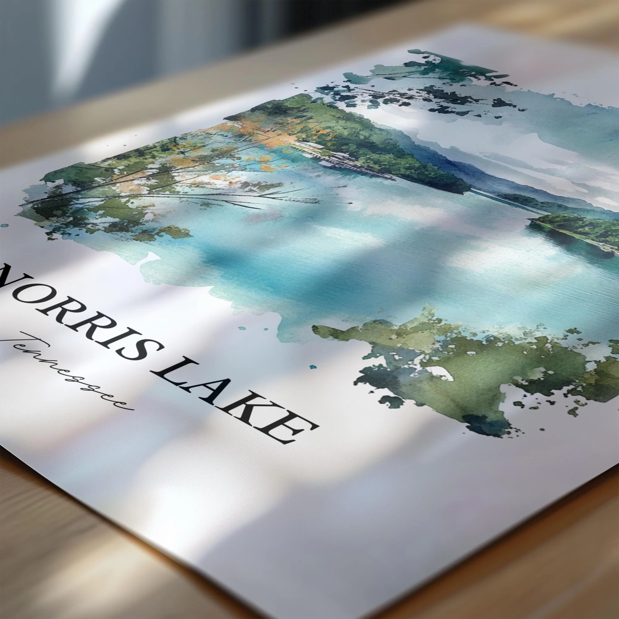 Norris Lake, Tennessee, USA – Watercolor Art Print - Image 2