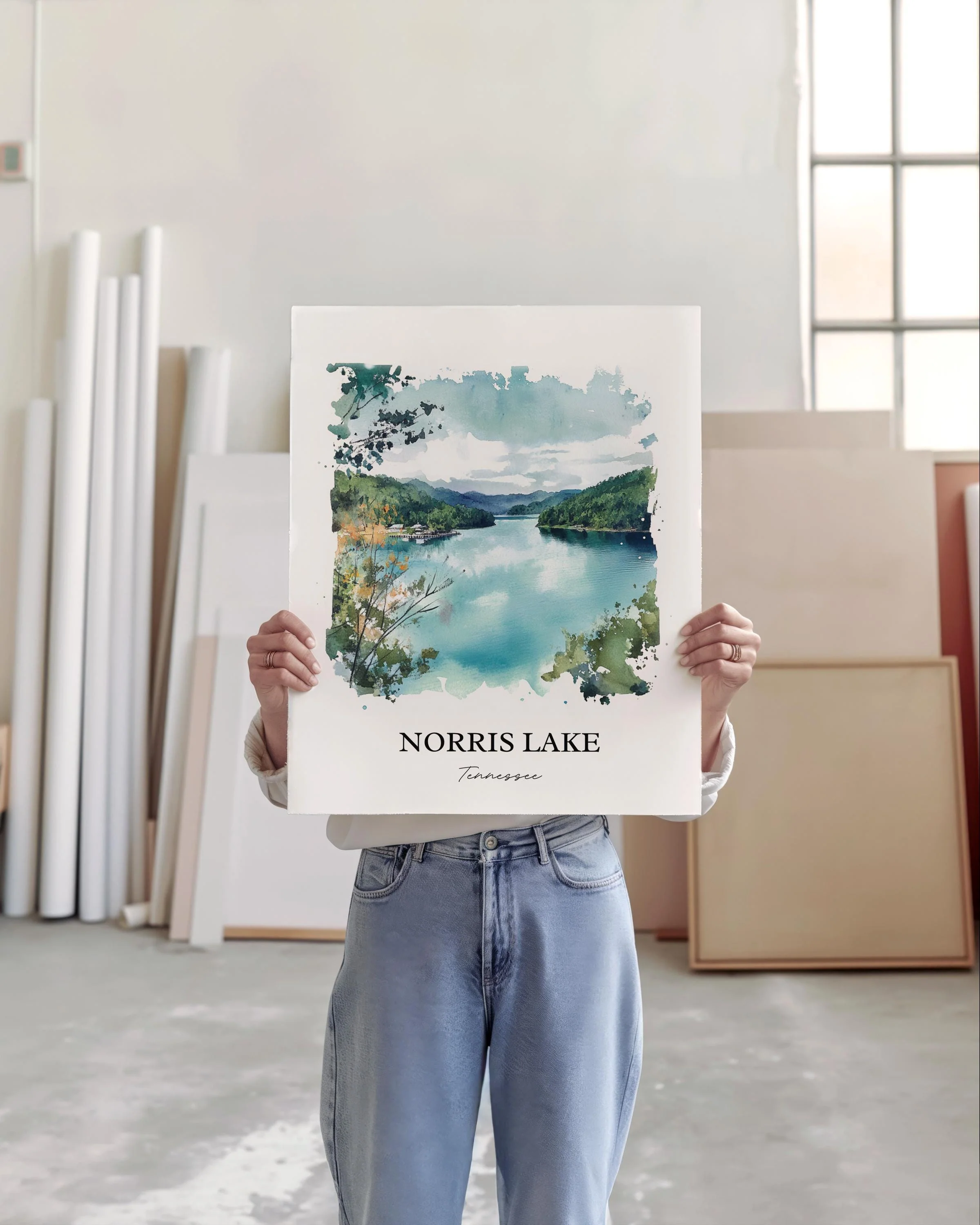 Norris Lake, Tennessee, USA – Watercolor Art Print - Image 4
