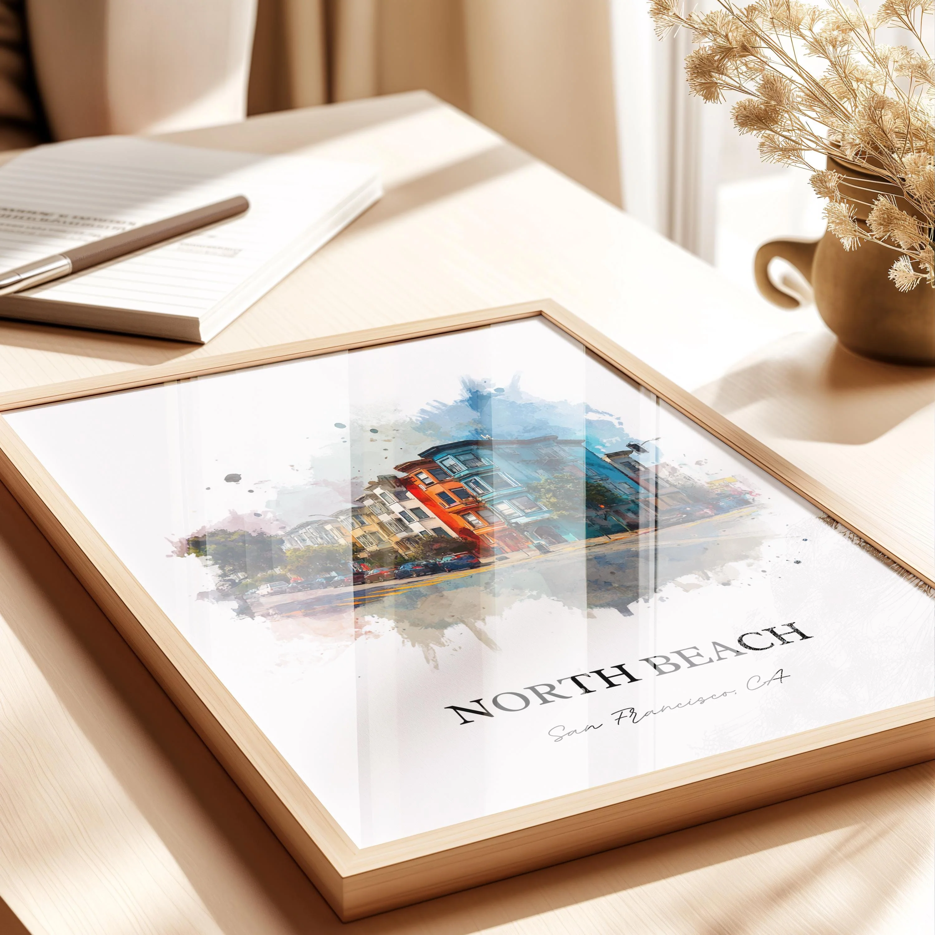 North Beach, California – Watercolor Art Print - Image 2