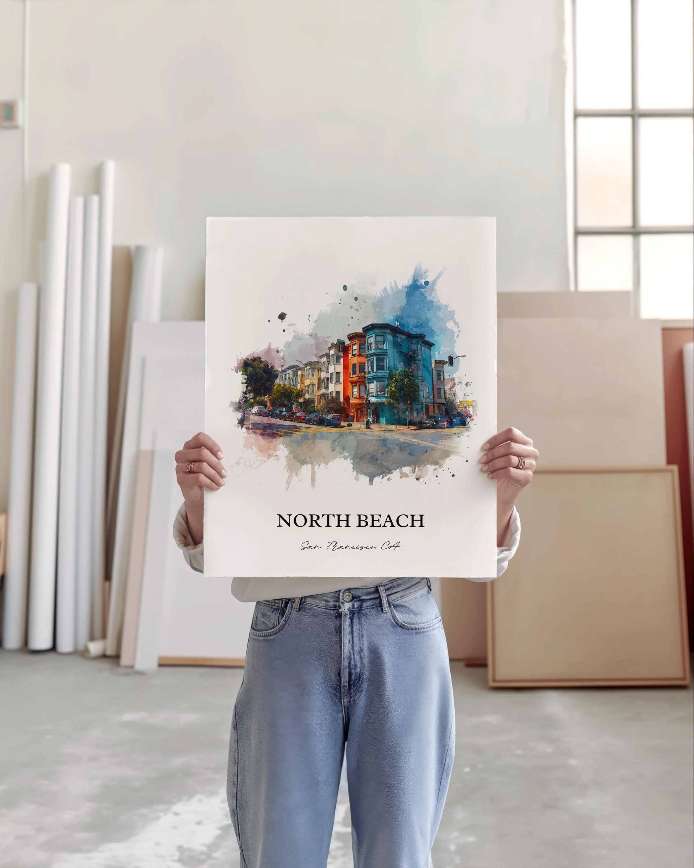 North Beach, California – Watercolor Art Print - Image 6