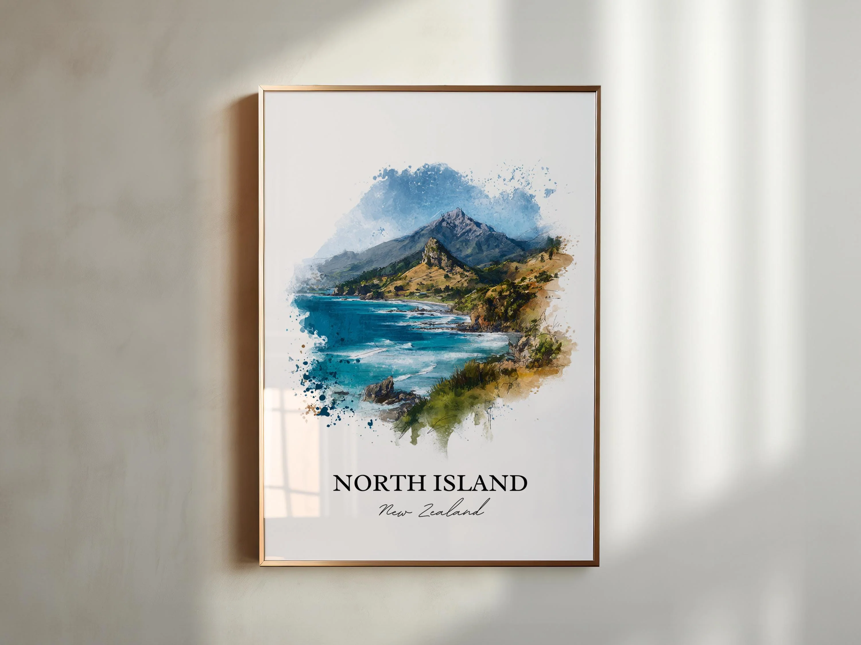 North Island, New Zealand – Watercolor Art Print - Image 5