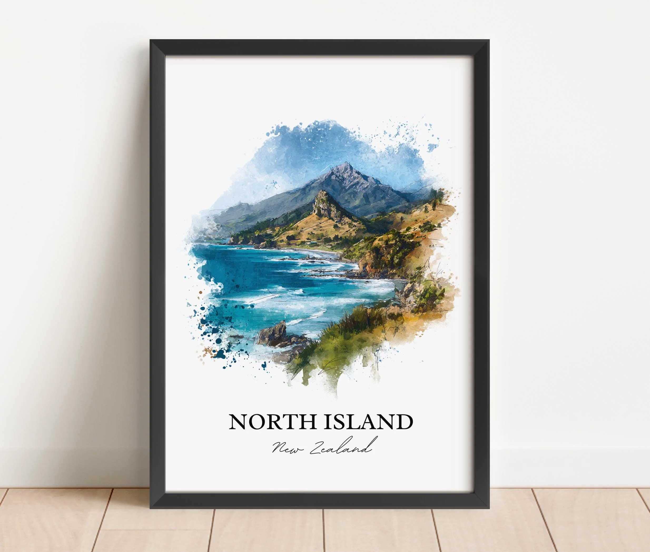 North Island, New Zealand – Watercolor Art Print - Image 6