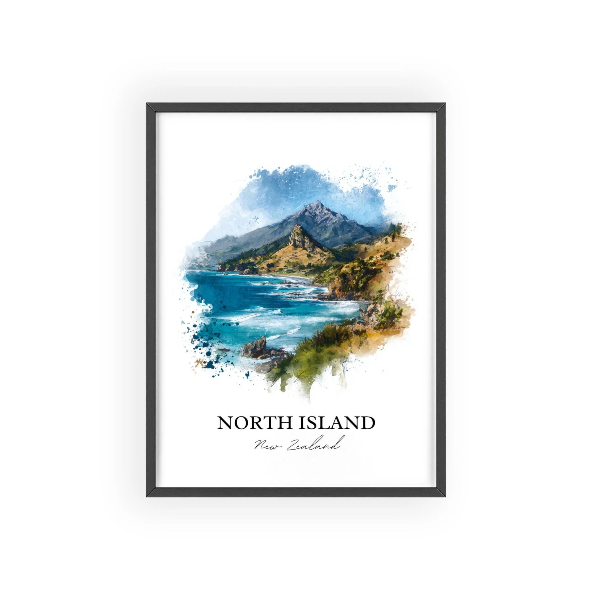North Island, New Zealand – Watercolor Art Print - Image 7