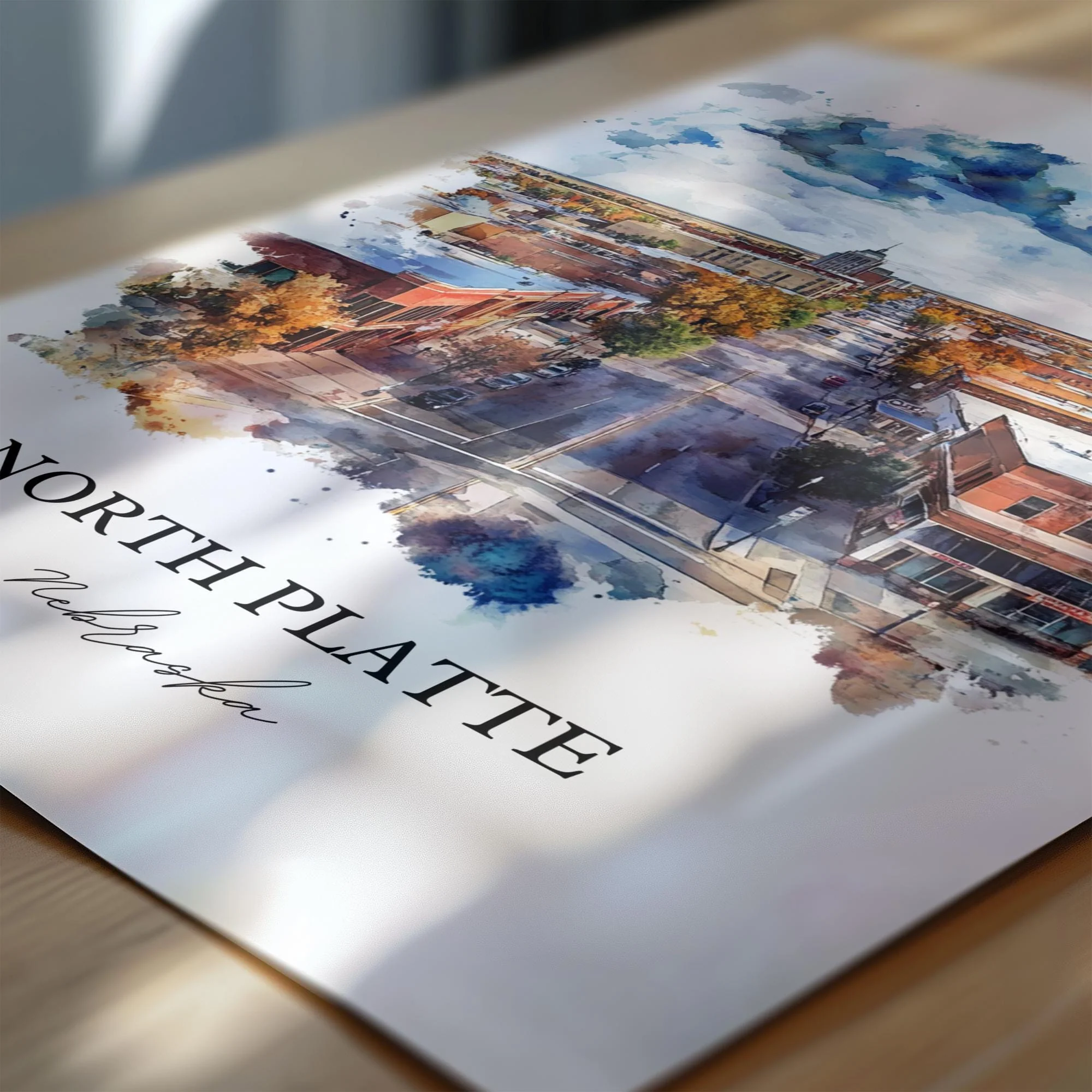North Platte, Nebraska, USA – Watercolor Art Print - Image 2