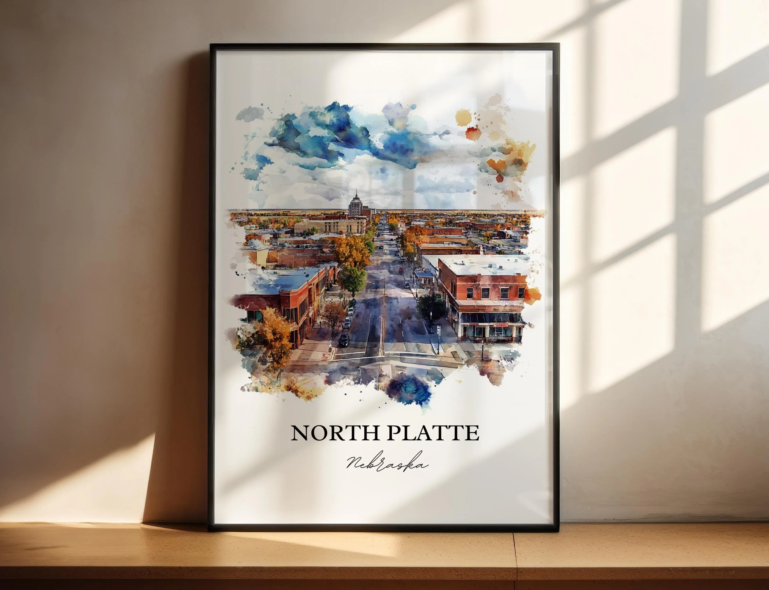 North Platte, Nebraska, USA – Watercolor Art Print - Image 4