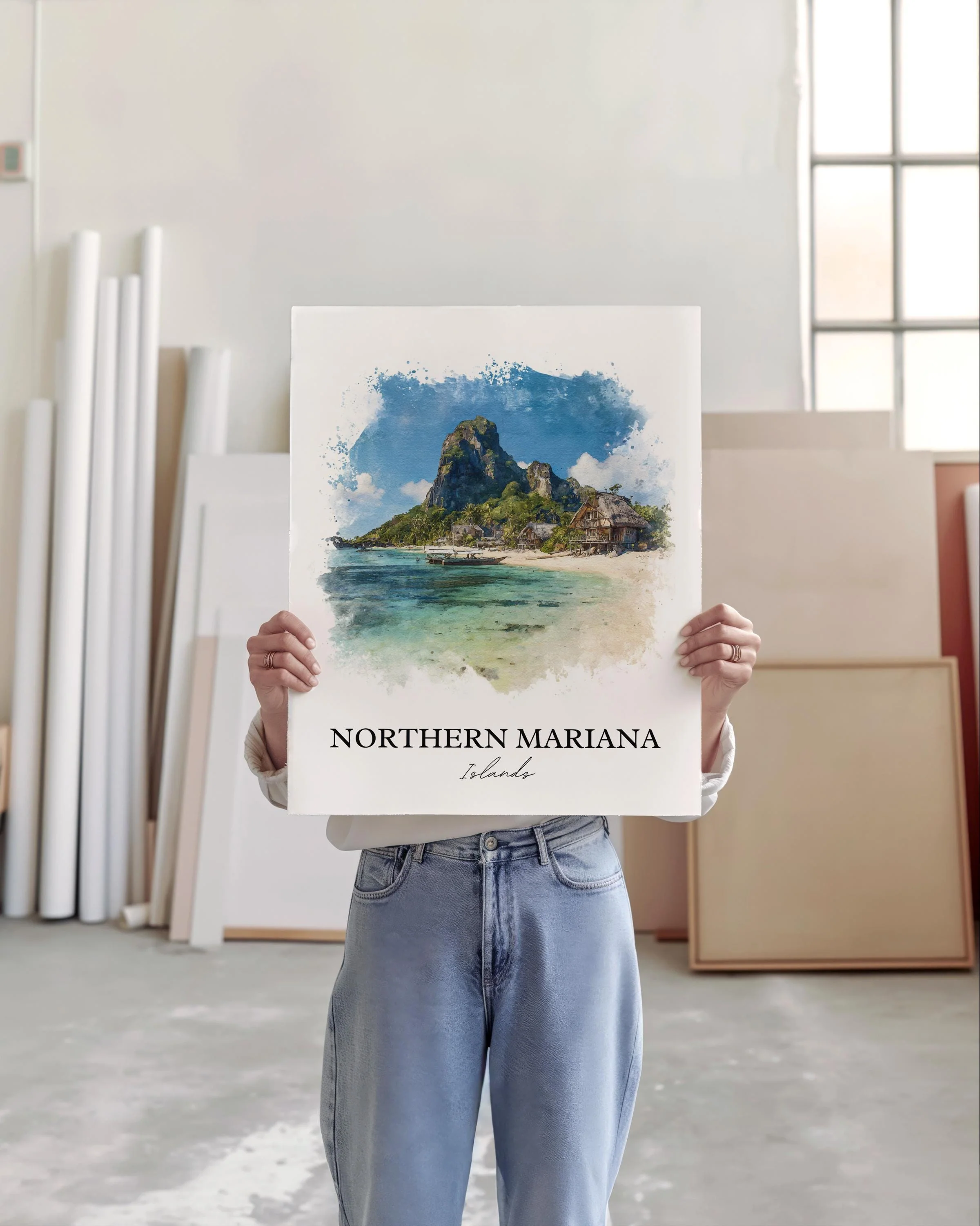 Northern Mariana Islands, USA – Watercolor Art Print - Image 5