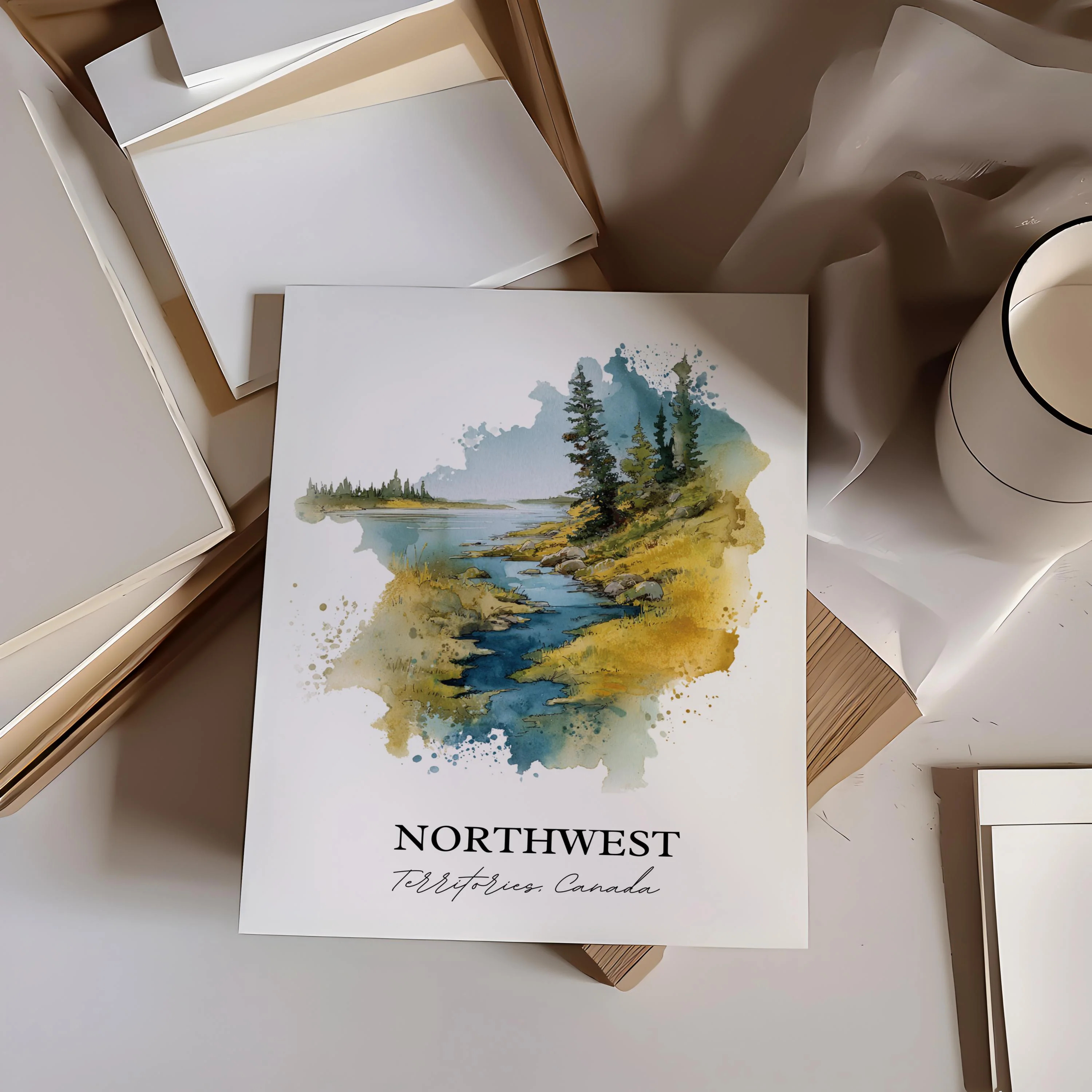 Yellowknife, Canada – Watercolor Art Print - Image 6