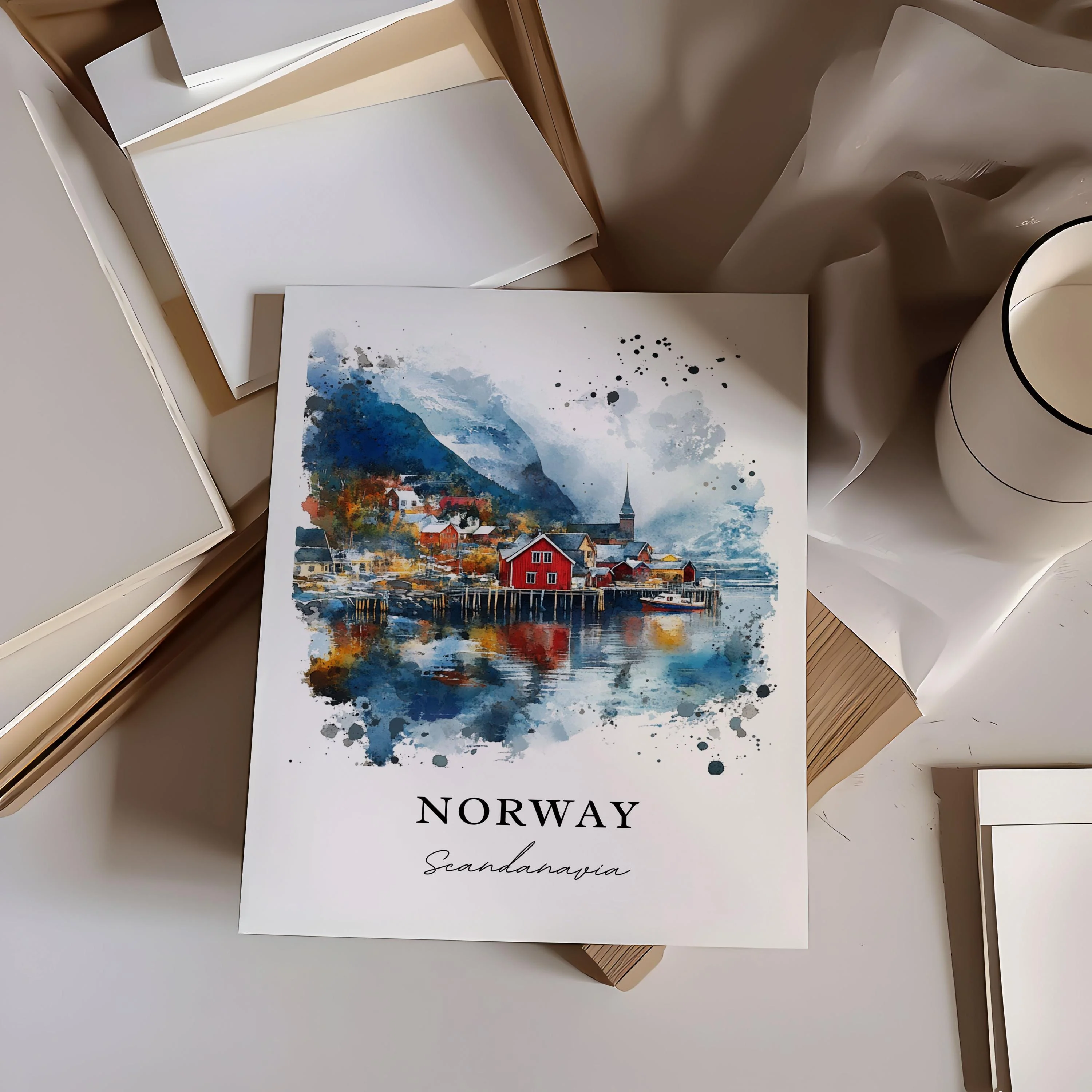 Norway, Scandinavia – Watercolor Art Print - Image 4