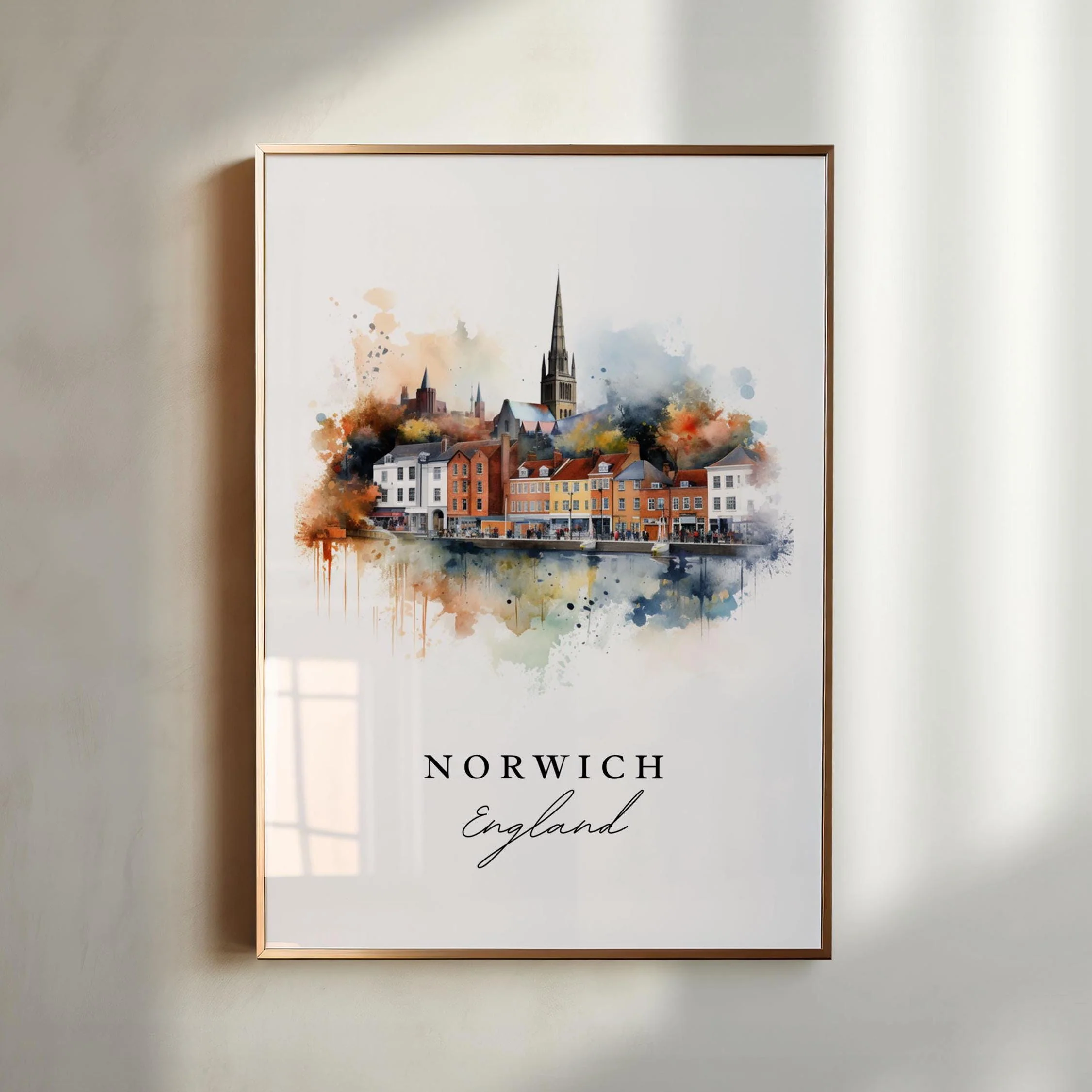 Norwich, England – Watercolor Art Print - Image 2