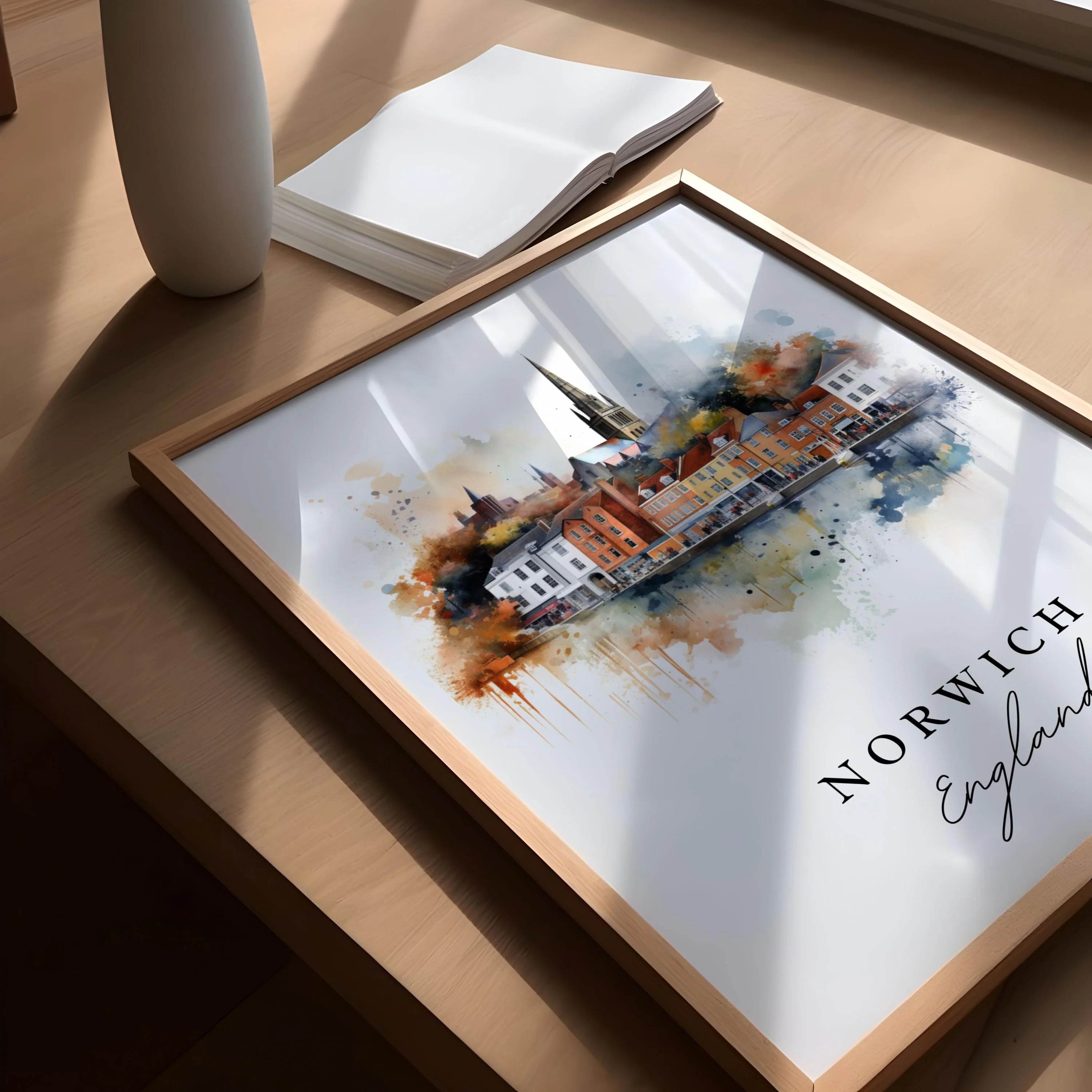 Norwich, England – Watercolor Art Print - Image 4