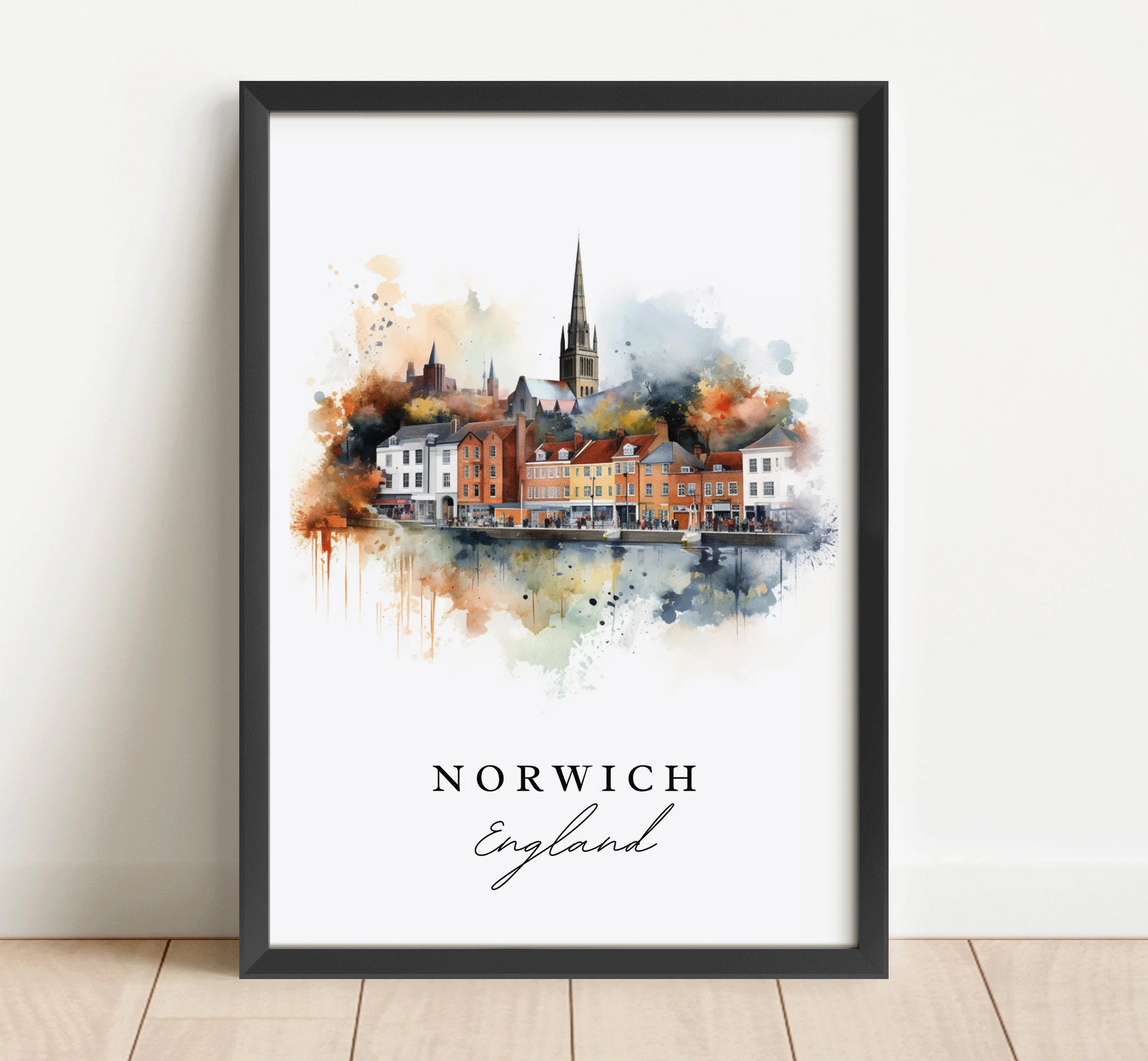 Norwich, England – Watercolor Art Print