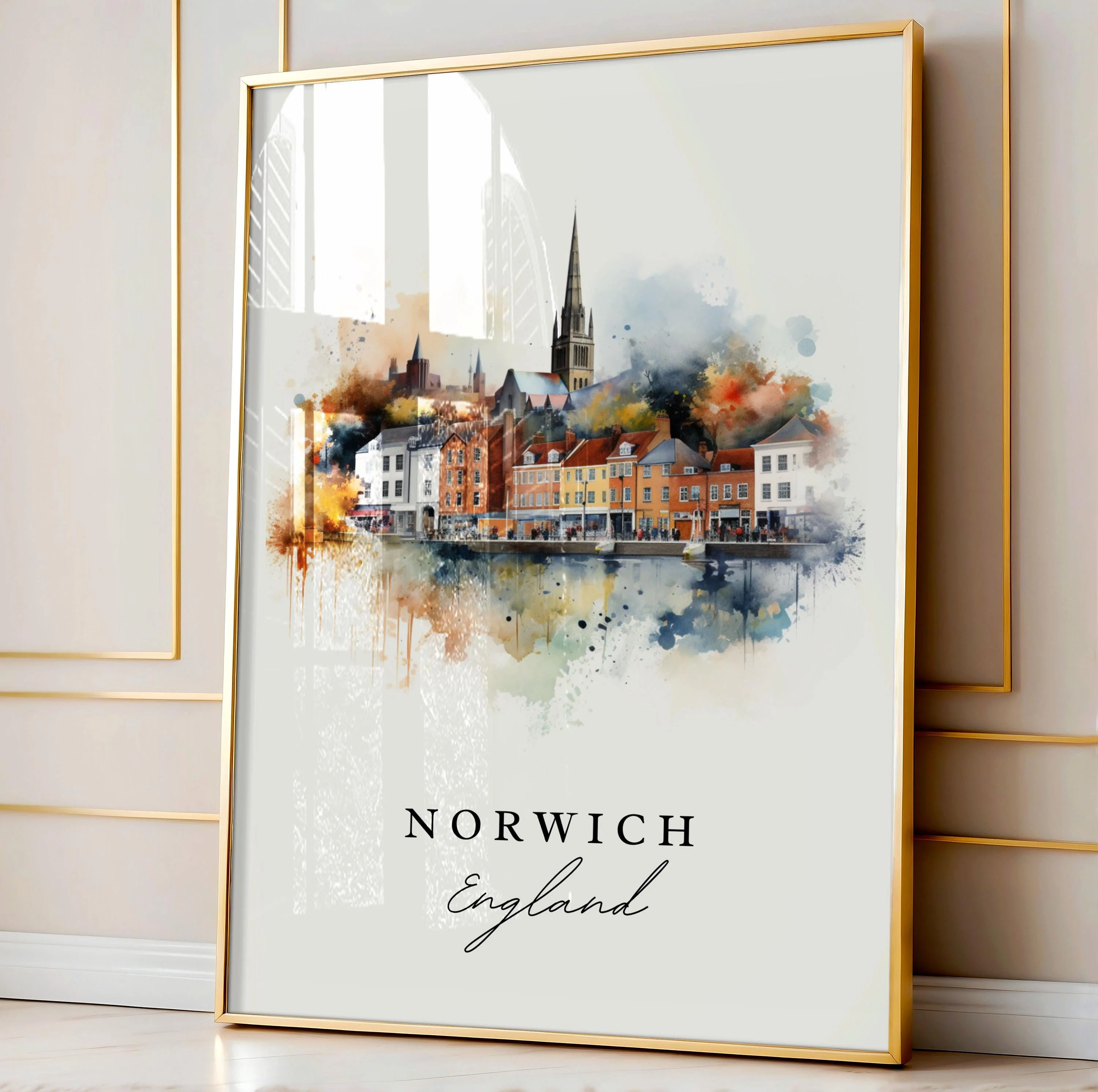 Norwich, England – Watercolor Art Print - Image 5