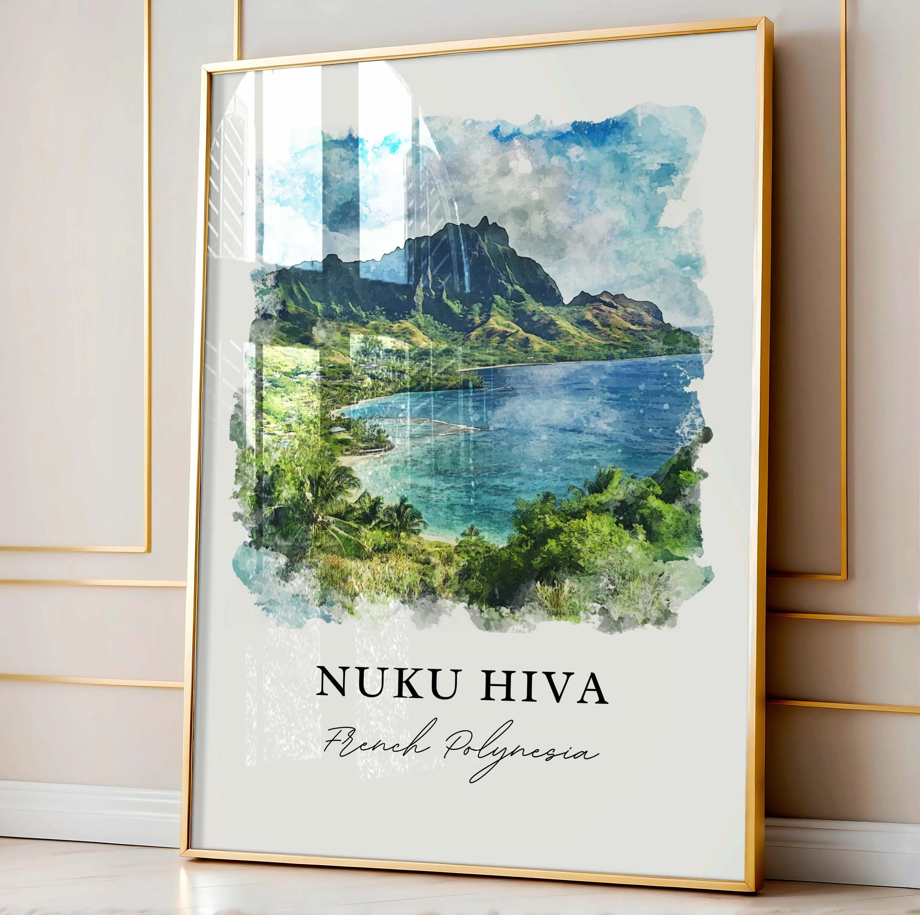 Nuku Hiva, French Polynesia – Watercolor Art Print - Image 6
