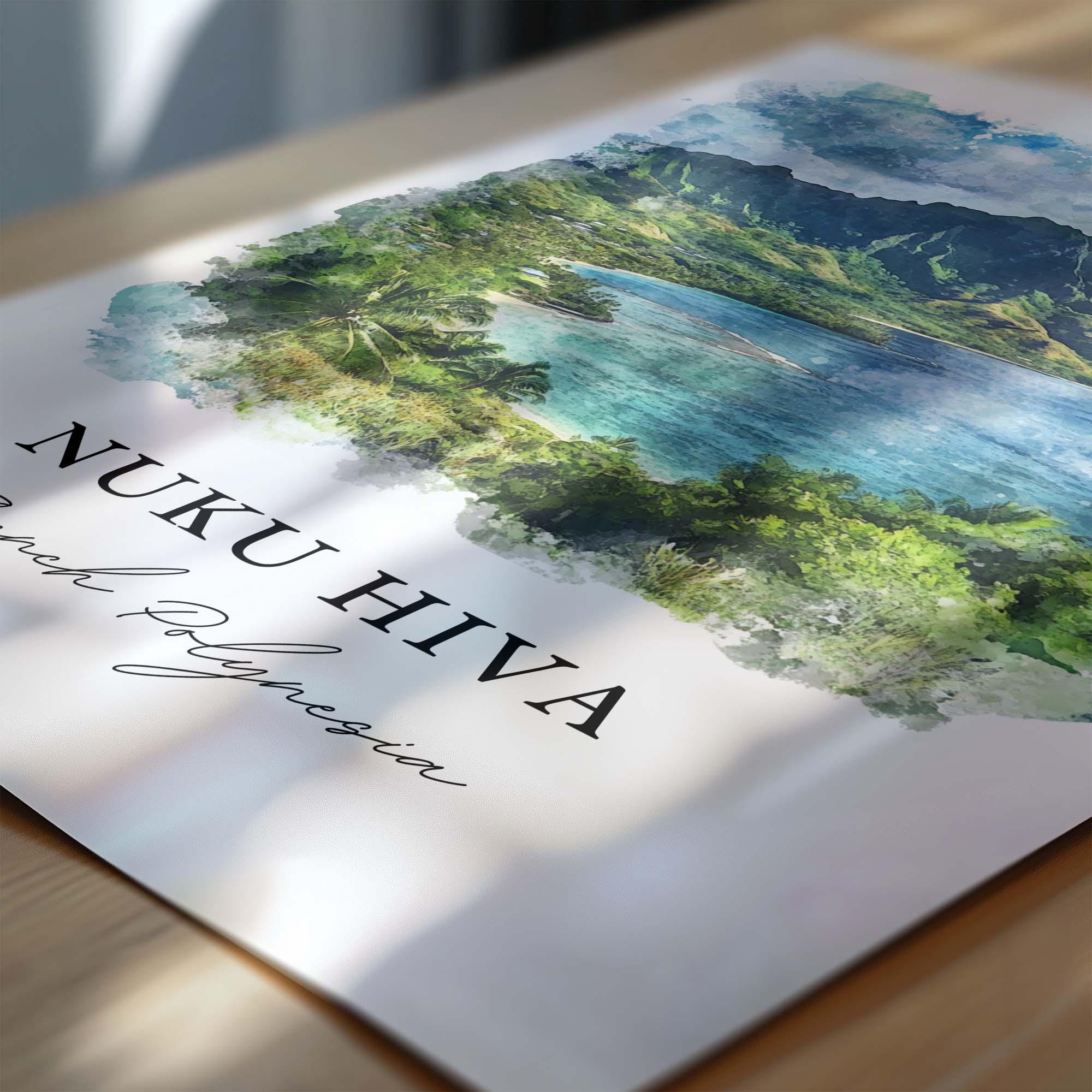 Nuku Hiva, French Polynesia – Watercolor Art Print - Image 3