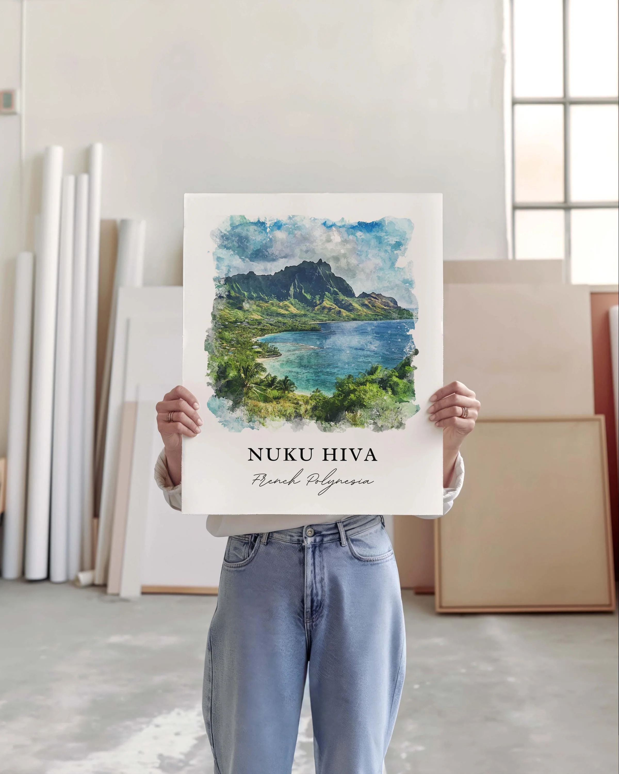 Nuku Hiva, French Polynesia – Watercolor Art Print - Image 4