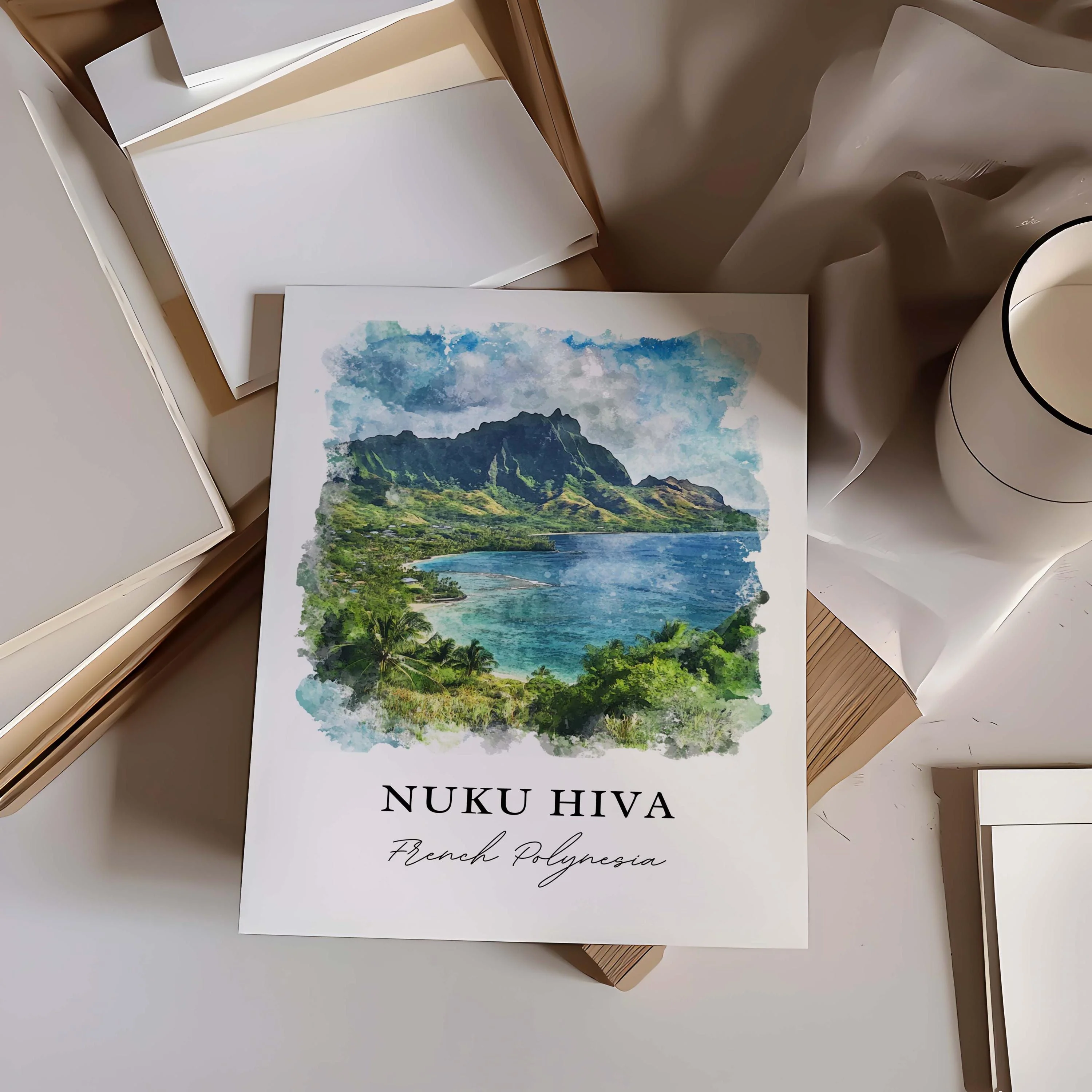 Nuku Hiva, French Polynesia – Watercolor Art Print - Image 5