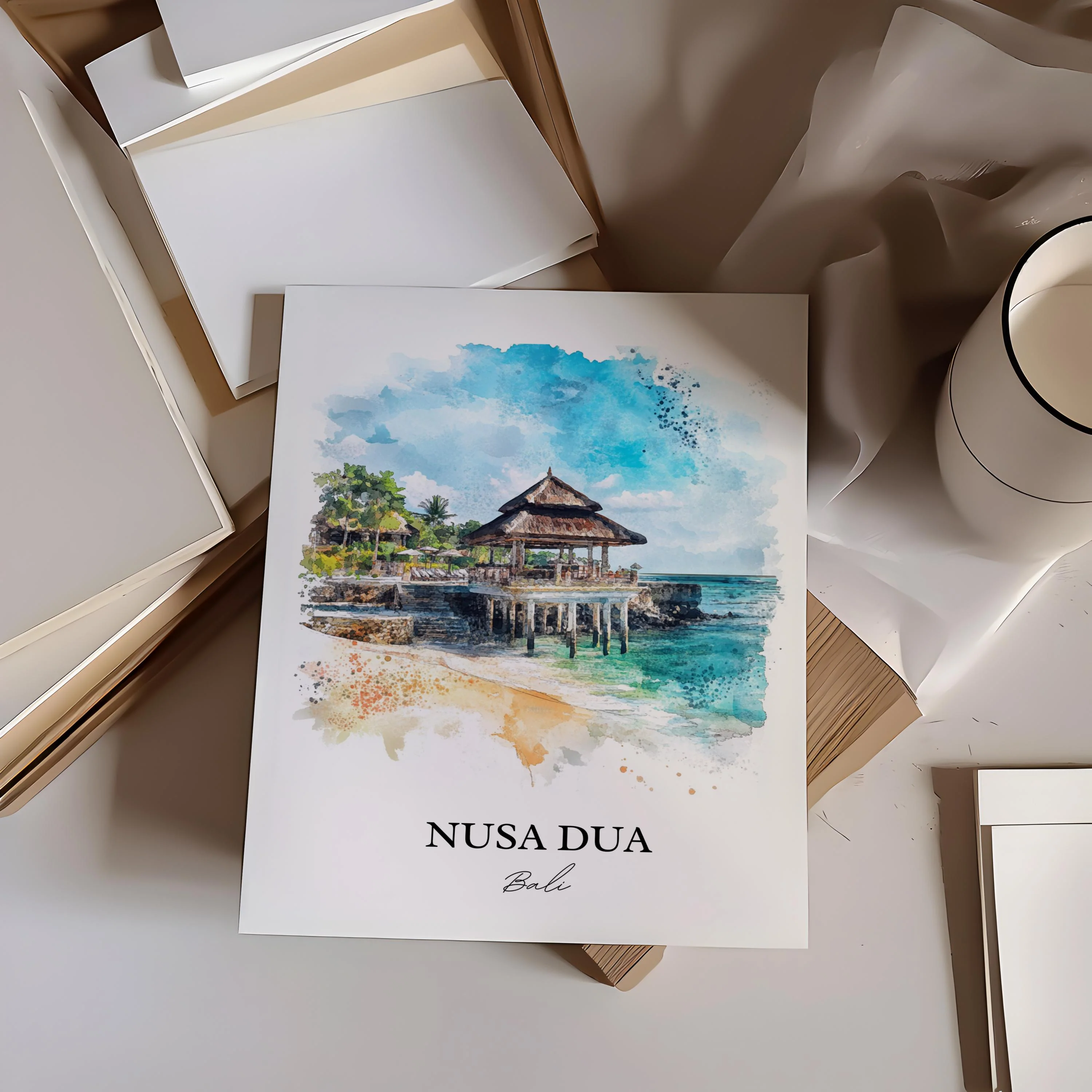 Nusa Dua, Bali – Watercolor Art Print - Image 6