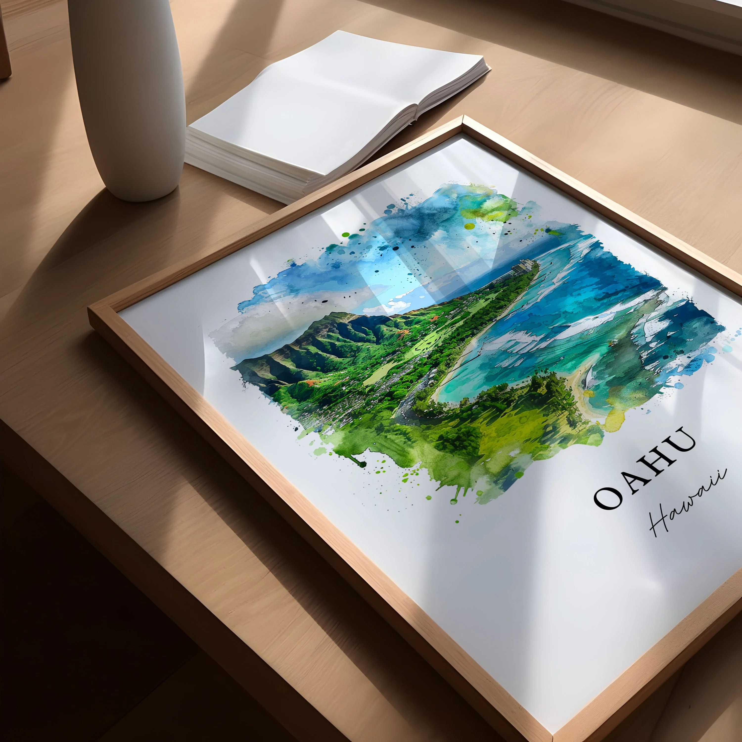 Oahu, Hawaii Watercolor Art Print - Image 3