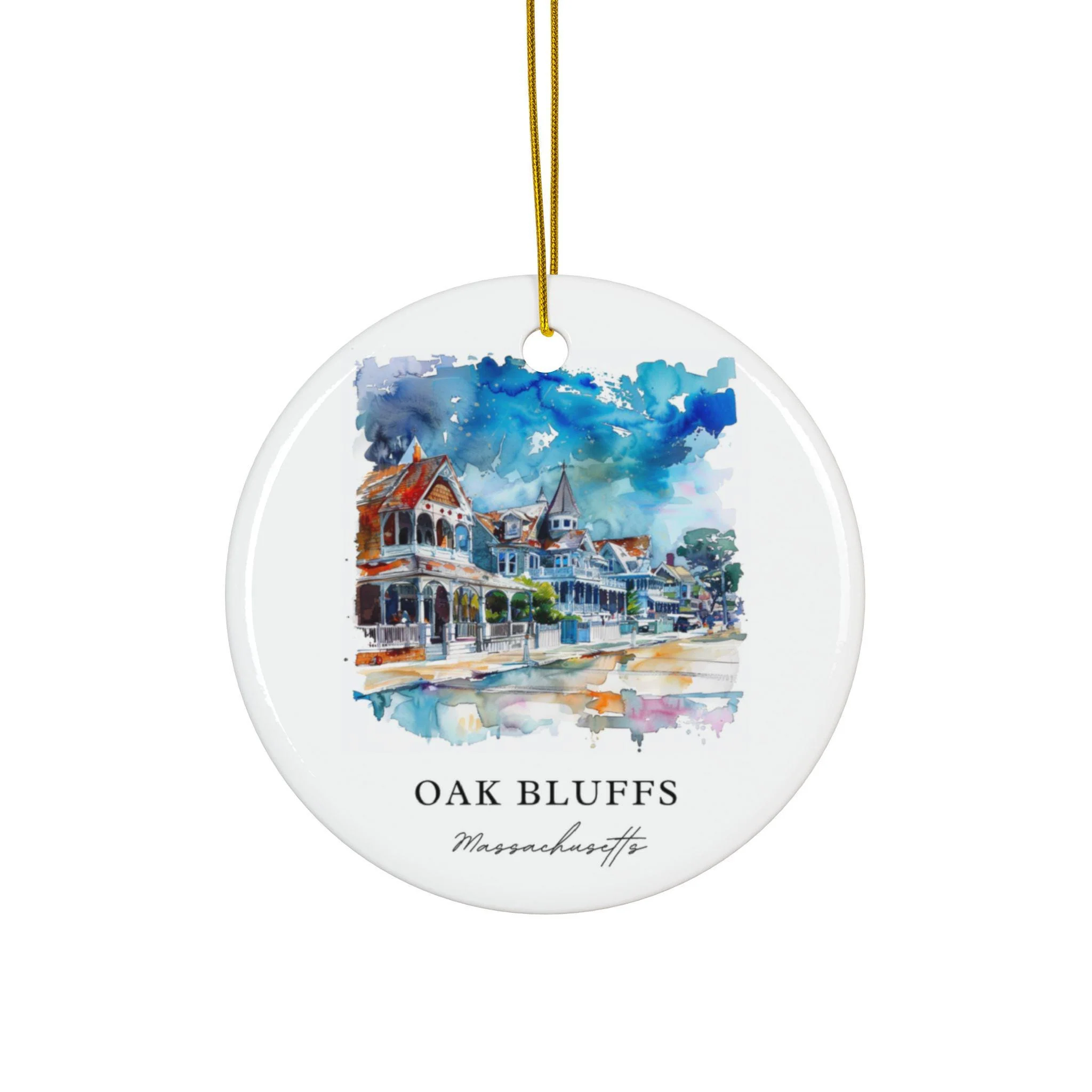 Oak Bluffs MA Ornament: Oak Bluffs Souvenir, Oak Bluffs Mass. Decor, and Authentic Oak Bluffs Gift