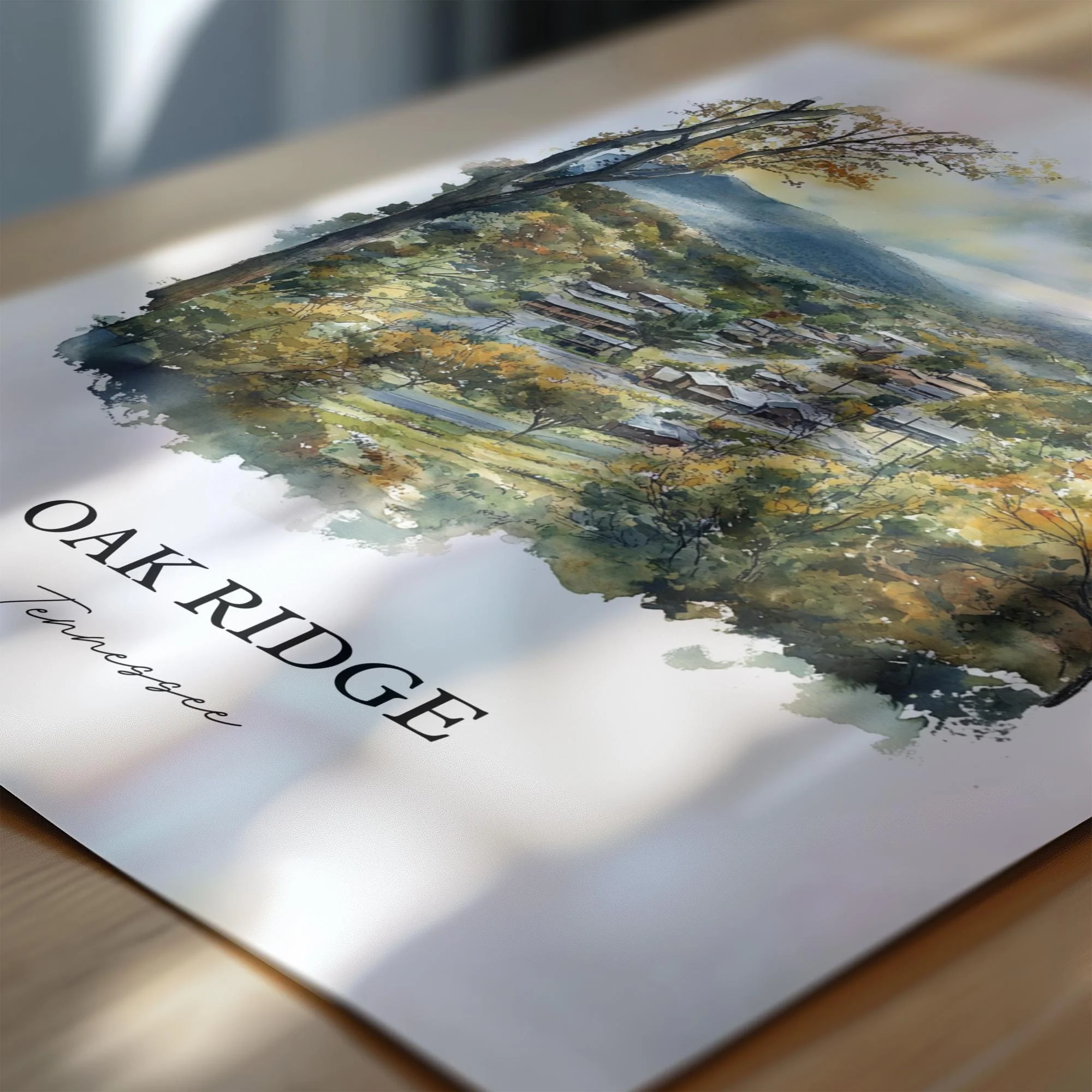 Oak Ridge, Tennessee, USA – Watercolor Art Print - Image 2