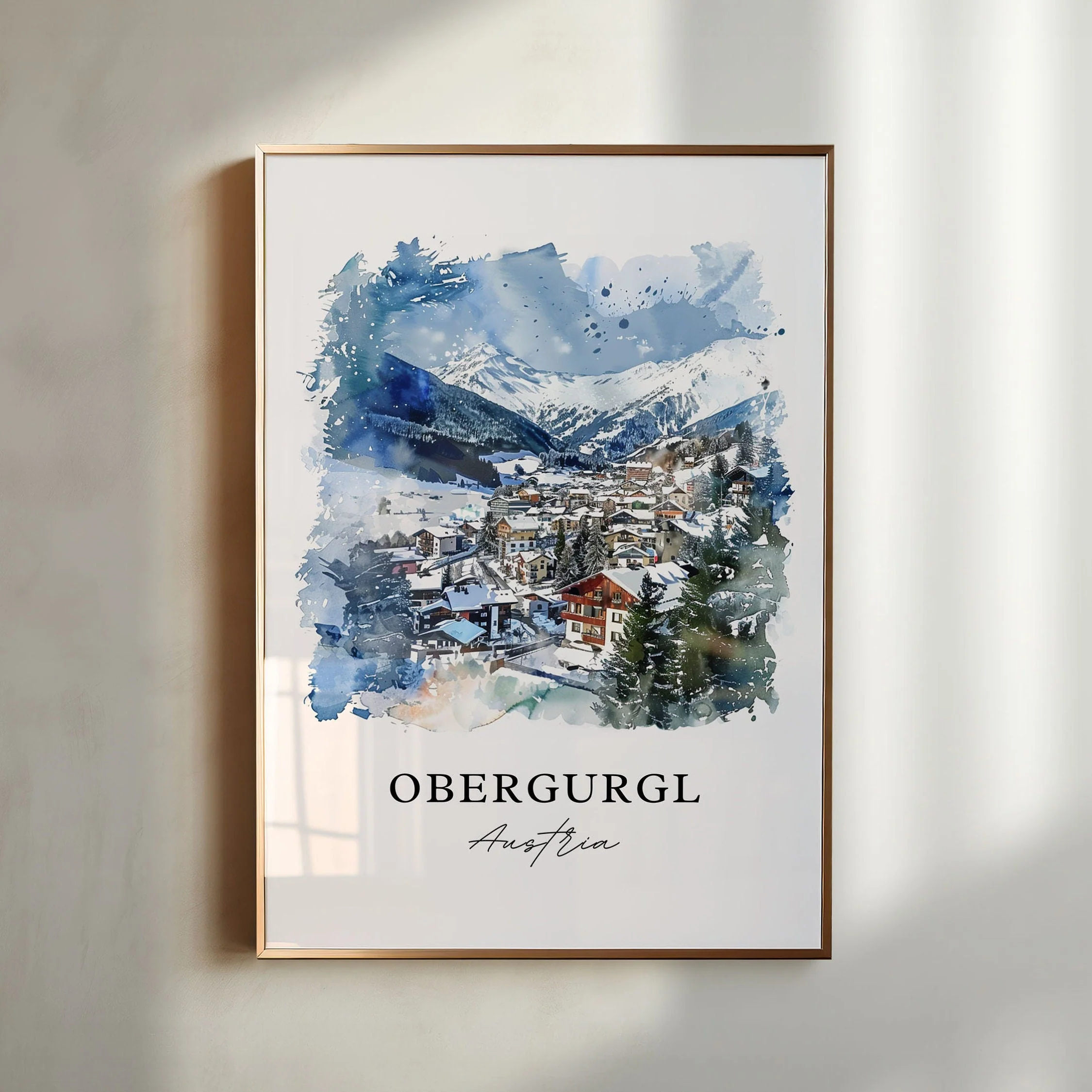 Obergurgl, Austria – Watercolor Art Print of Ötztal Alps, Tyrol