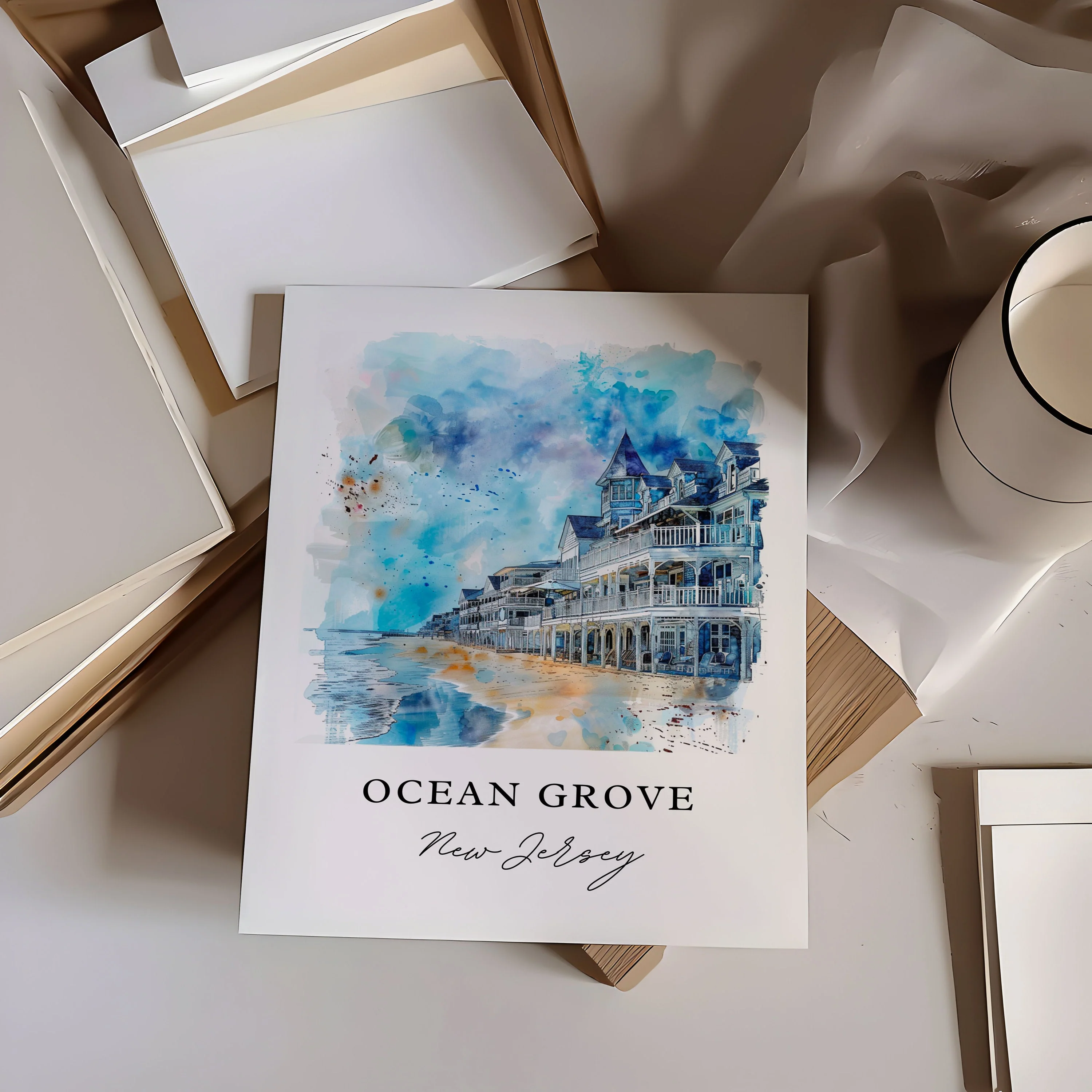 Ocean Grove, New Jersey – Watercolor Art Print - Image 3