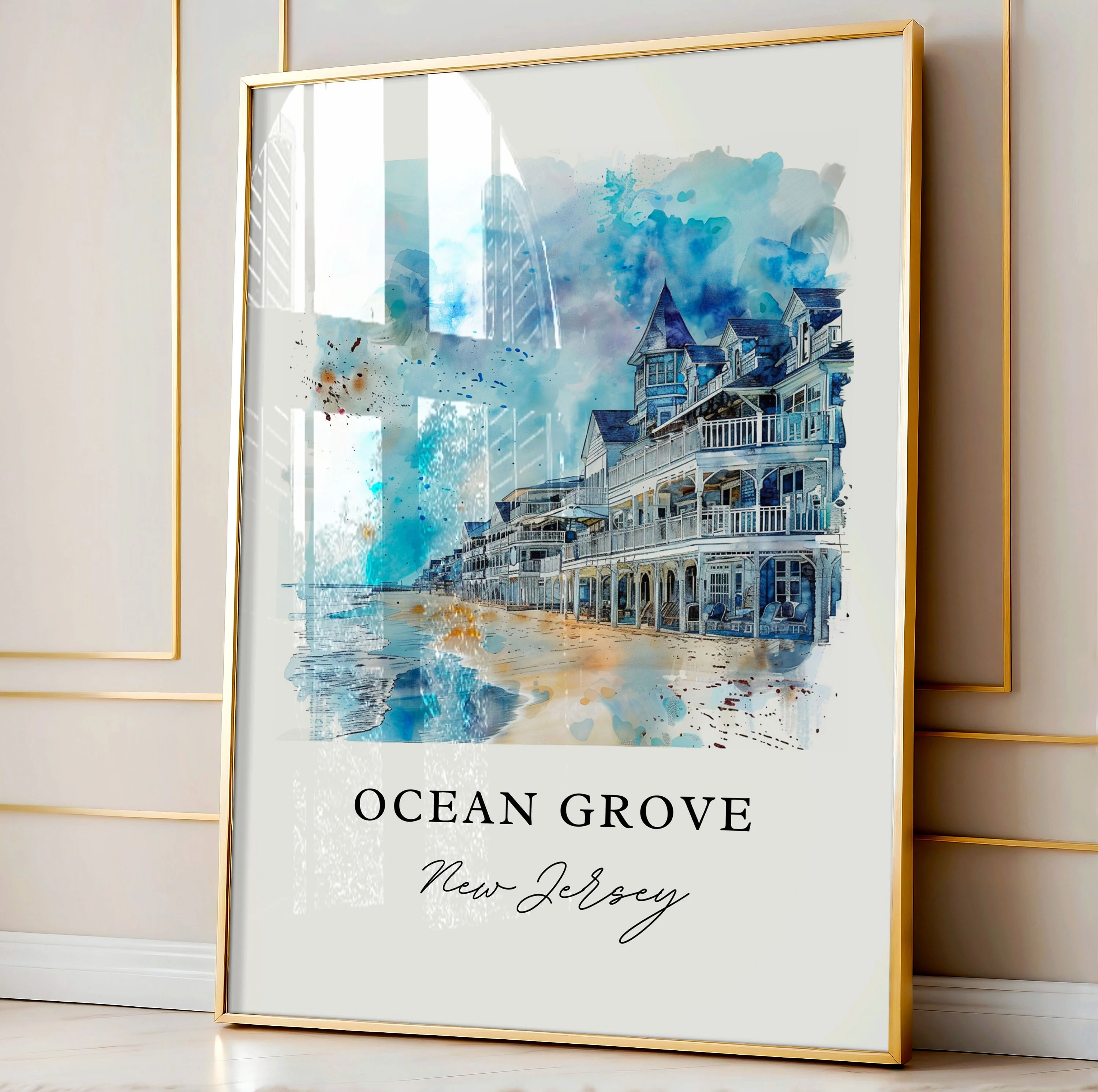 Ocean Grove, NJ, USA – Watercolor Art Print - Image 4