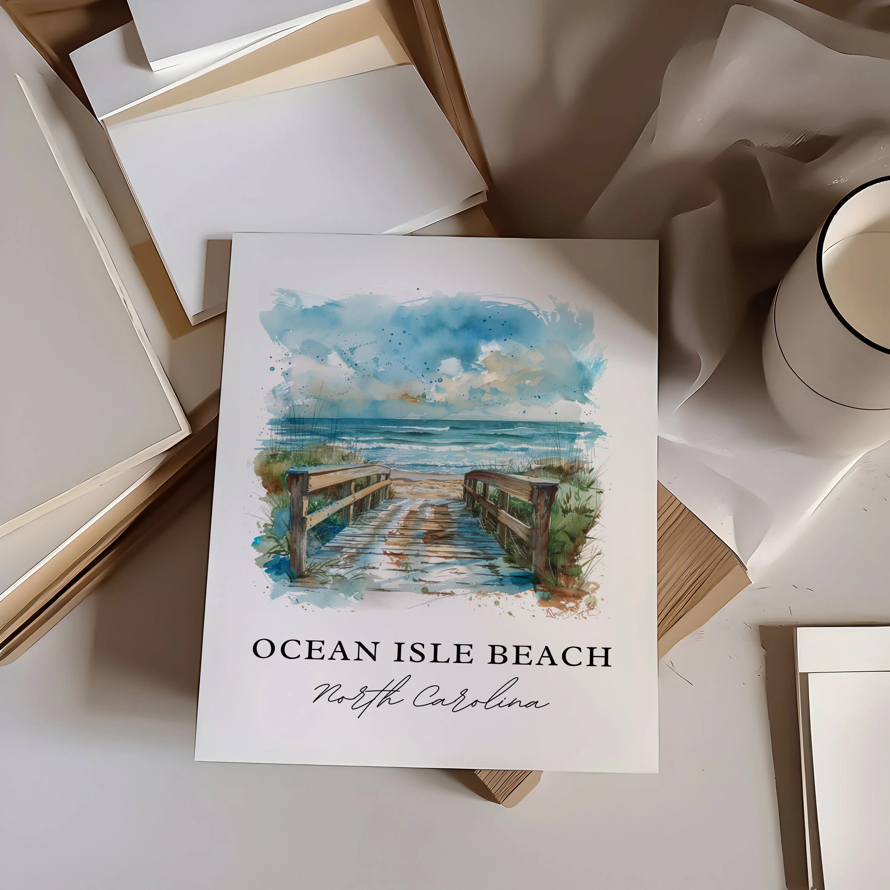 Ocean Isle Beach, NC, USA – Watercolor Art Print - Image 2