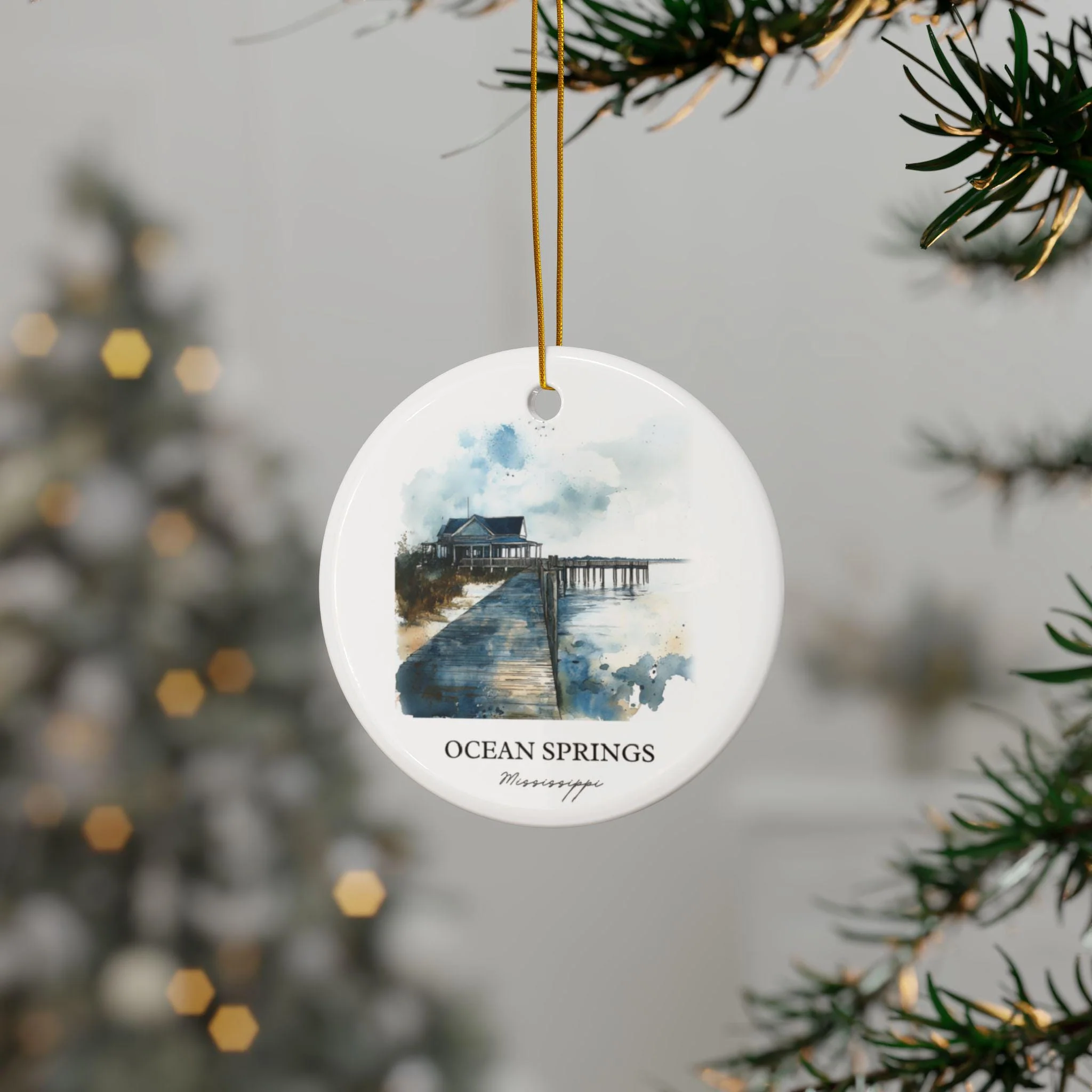 Ocean Springs MS Ornament: Unique Gulf Coast Souvenir, Ocean Springs Xmas Decor, and Authentic Mississippi Gift - Image 3