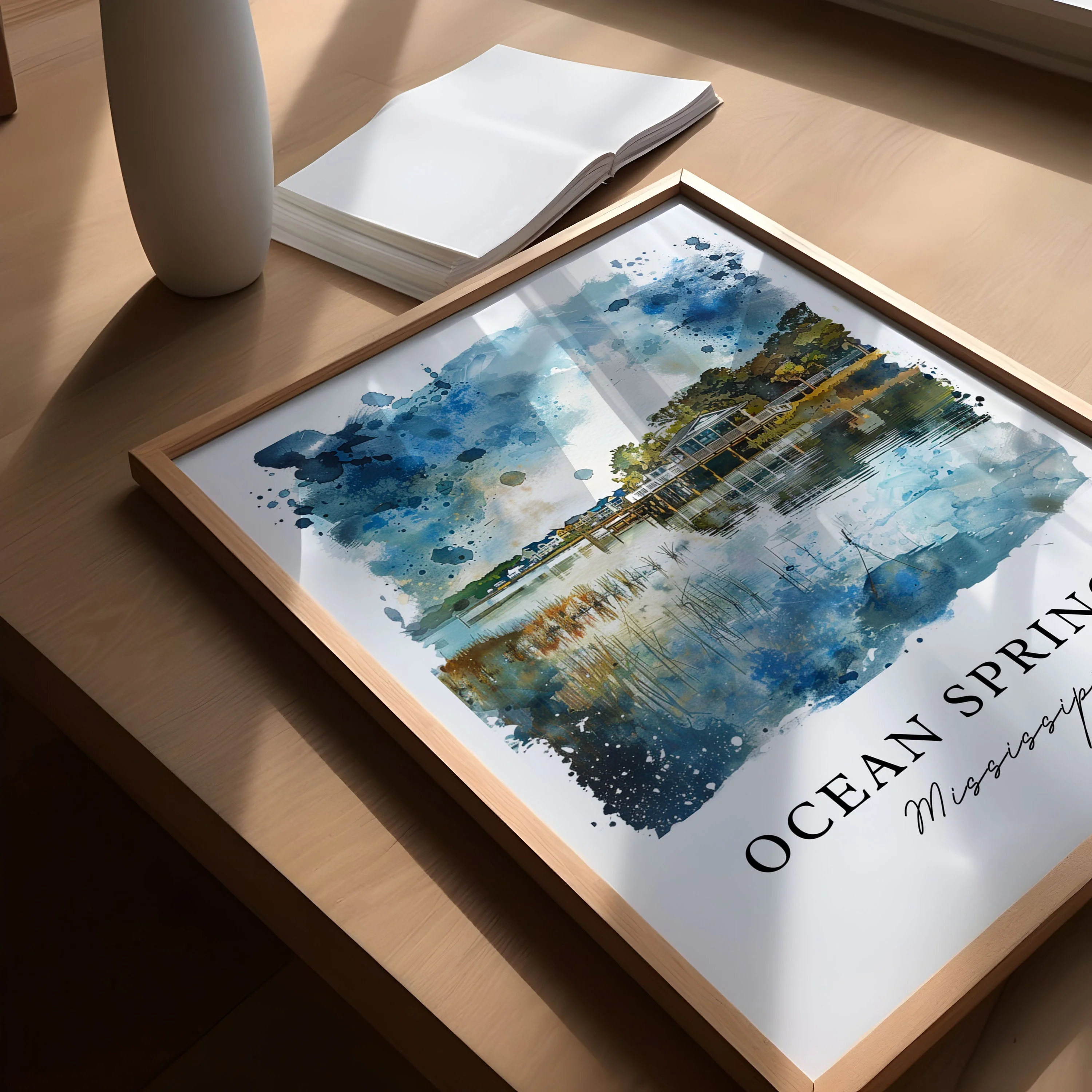 Ocean Springs, Mississippi Watercolor Art Print - Image 3