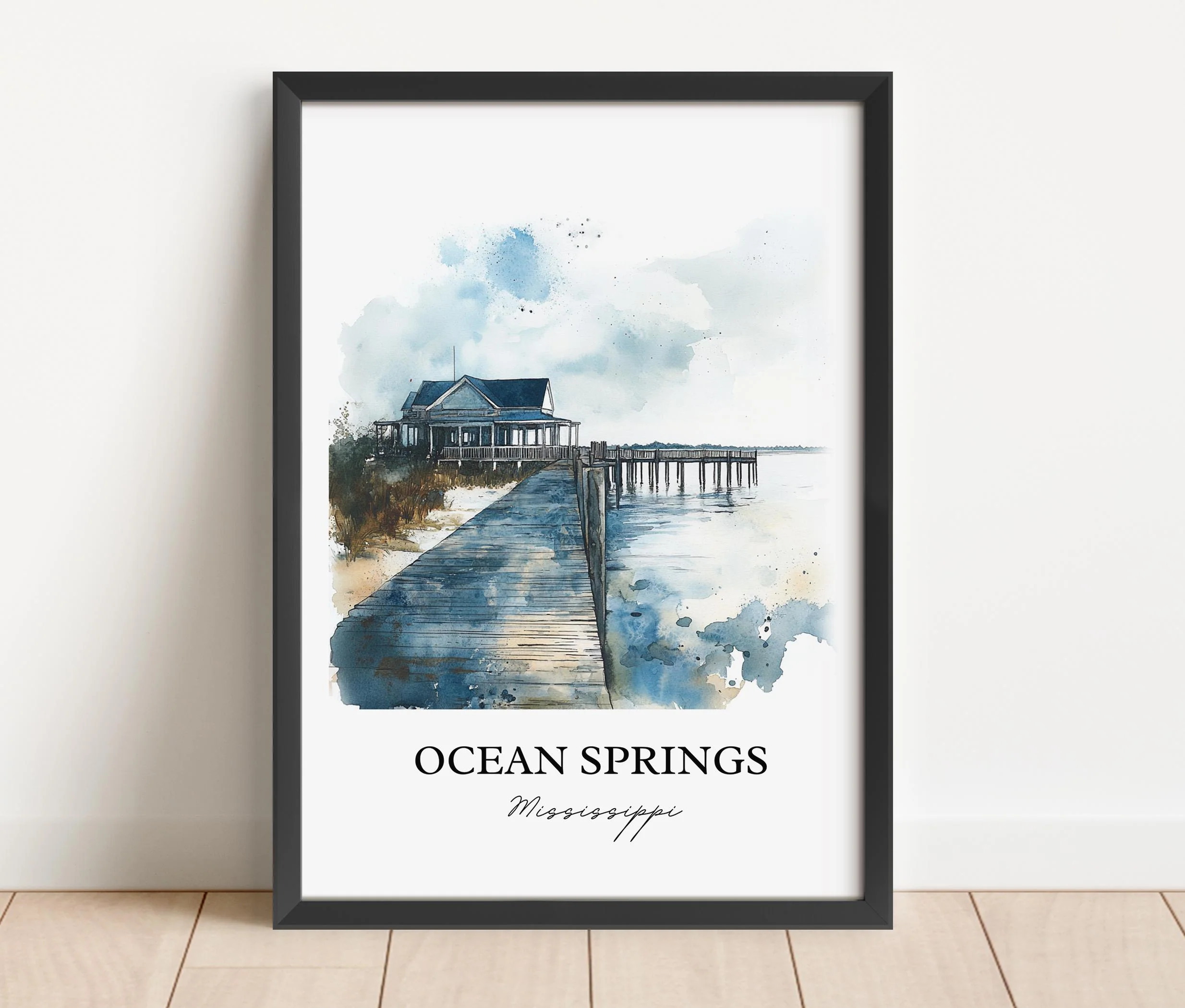 Ocean Springs, Mississippi – Watercolor Art Print - Image 3