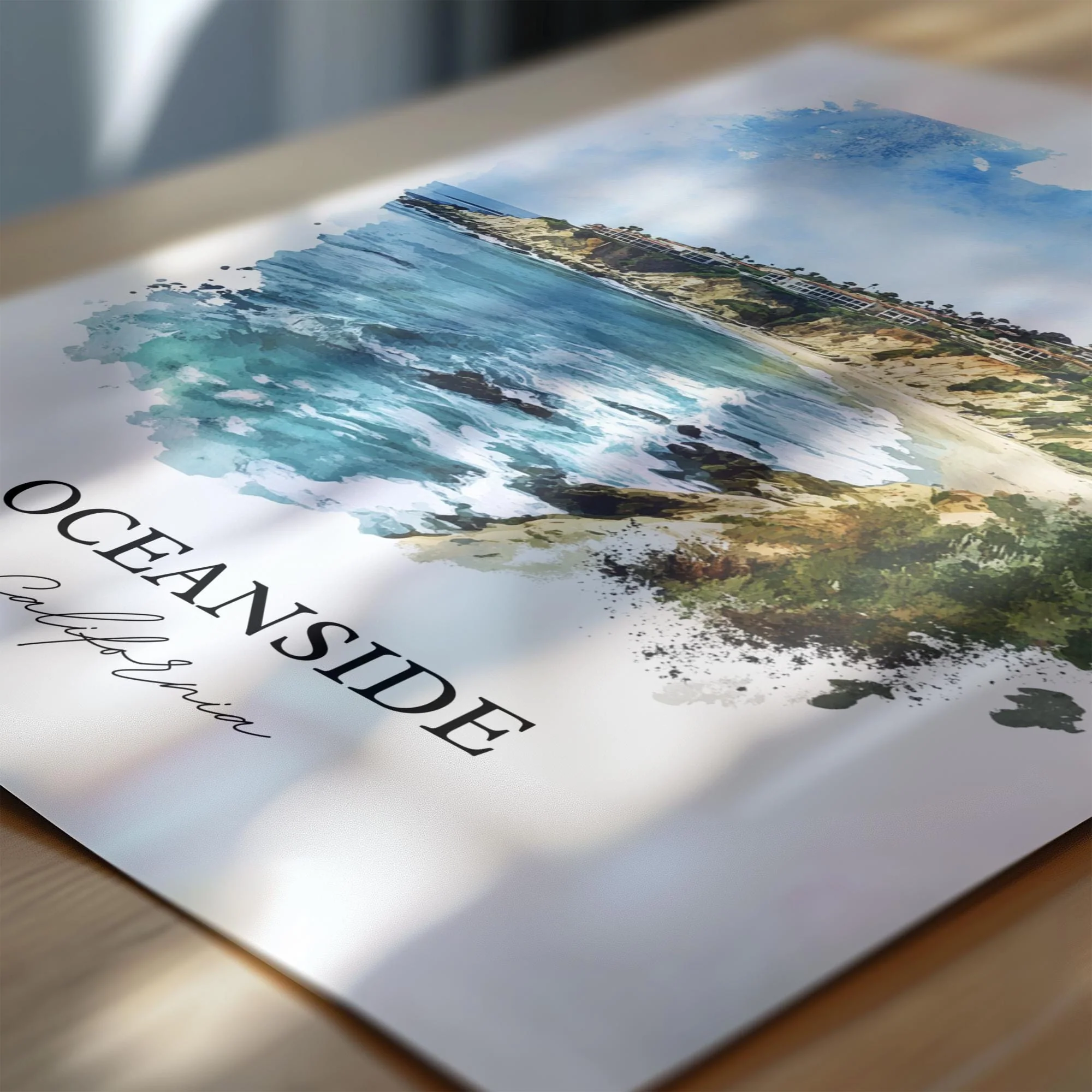 Oceanside, CA, USA – Watercolor Art Print - Image 2