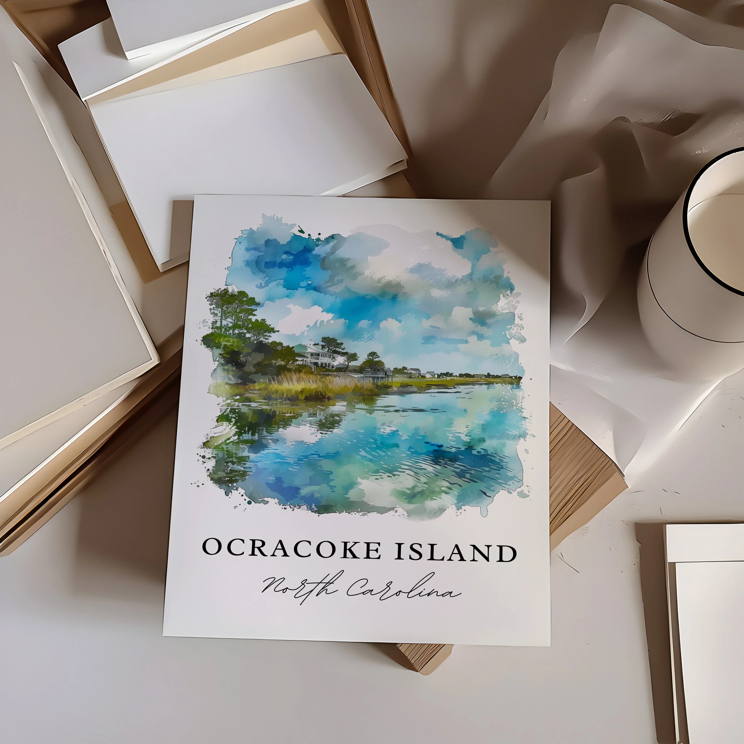 Ocracoke Island, NC, USA – Watercolor Art Print - Image 2