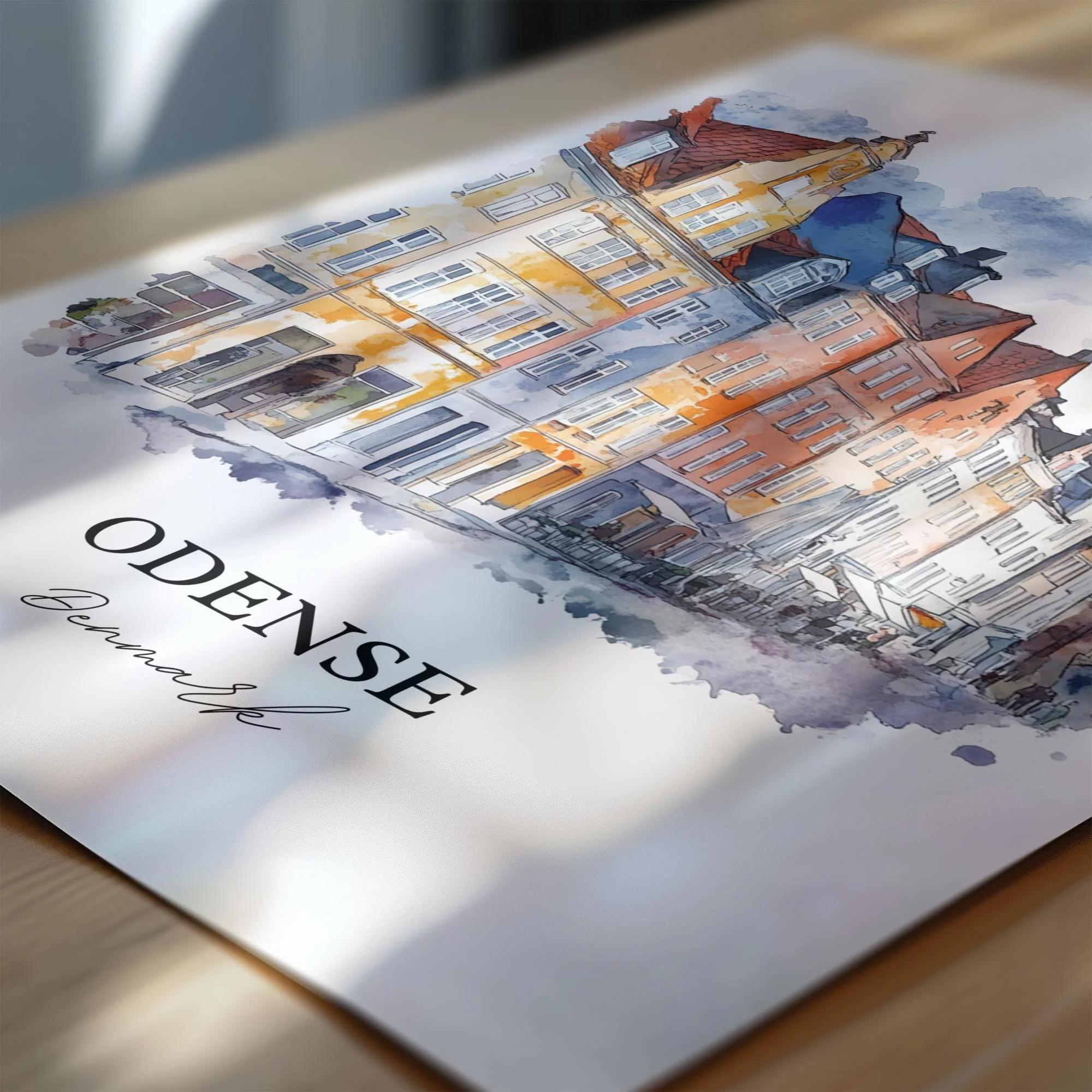 Odense, Denmark – Watercolor Art Print - Image 2