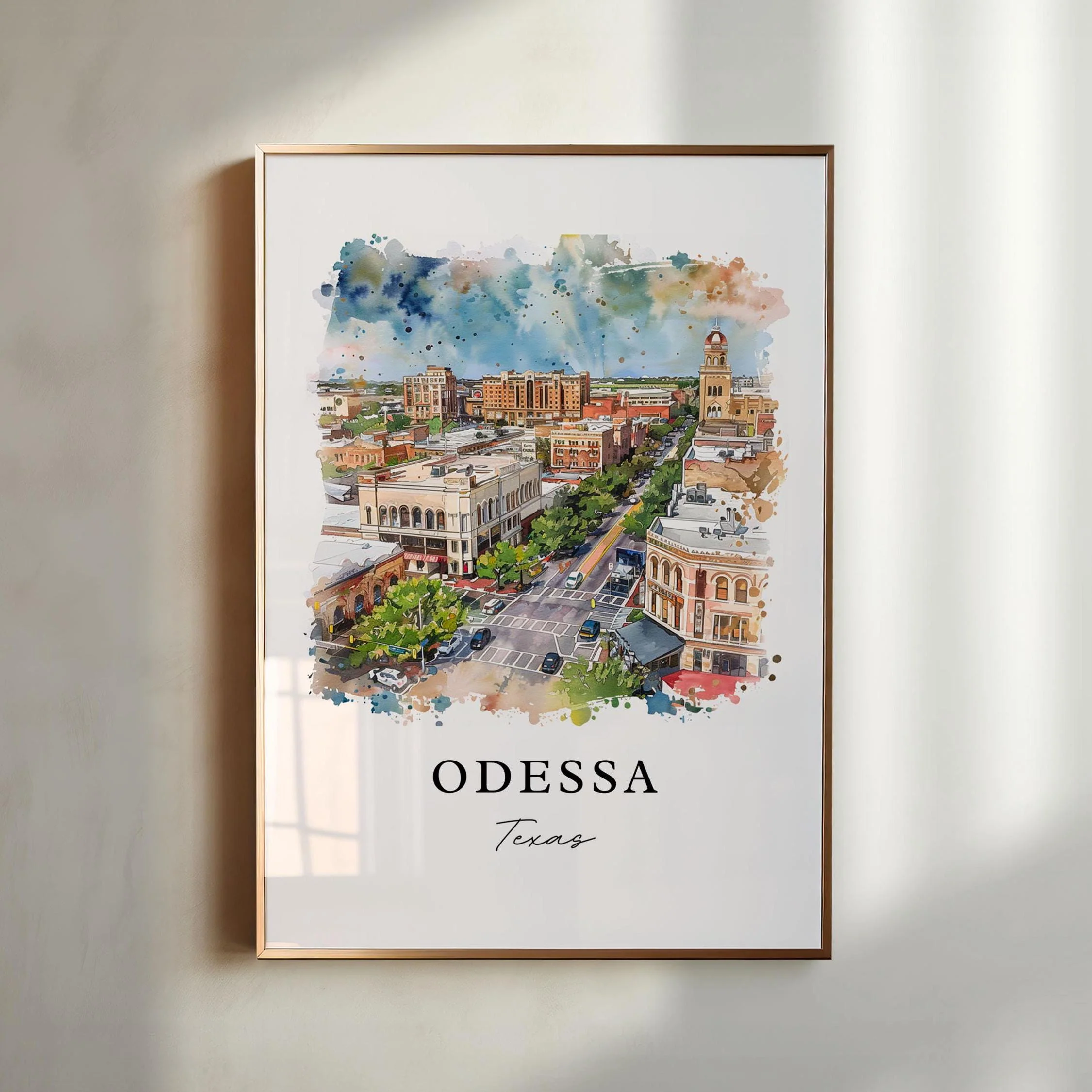 Odessa, Texas, Texas – Watercolor Art Print