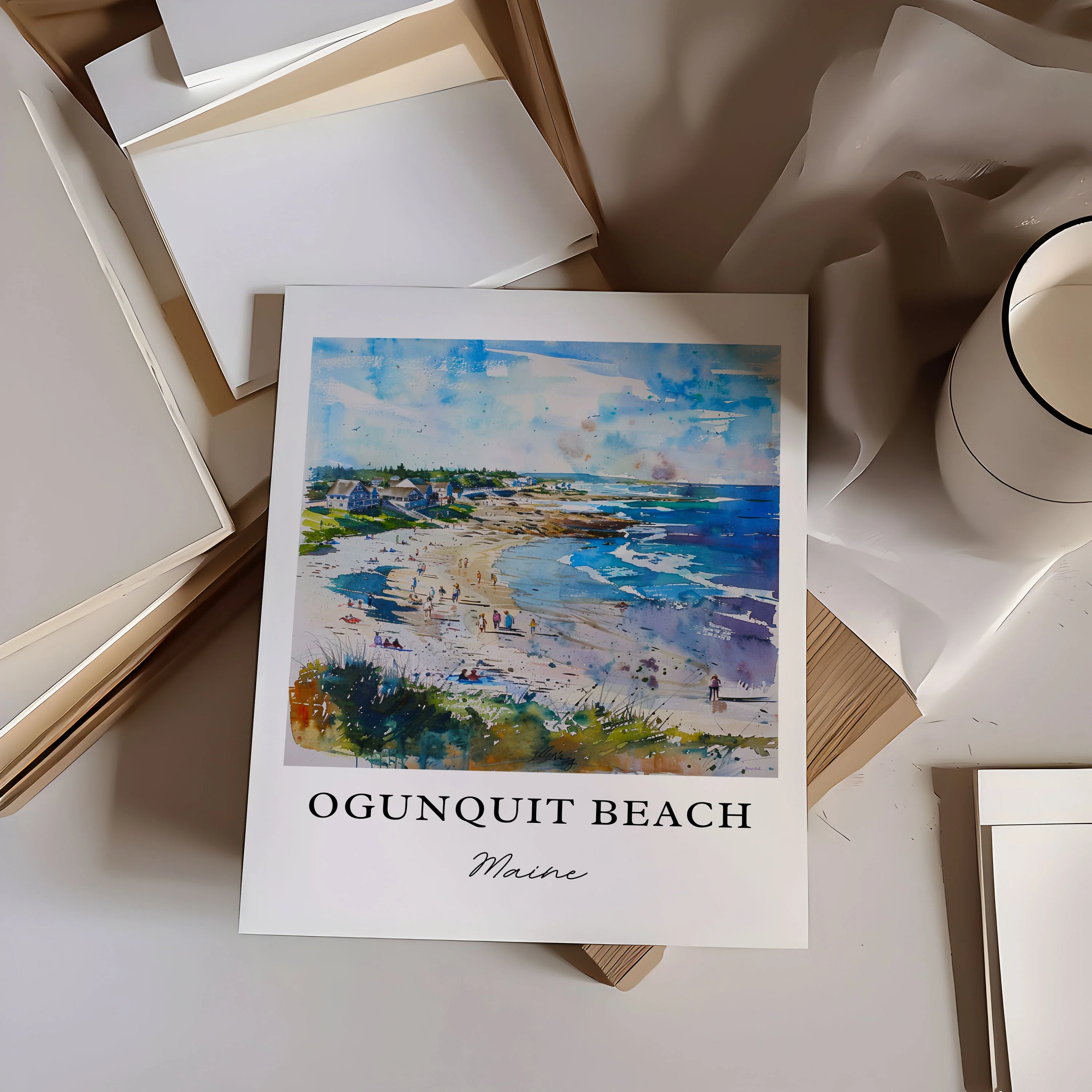 Ogunquit, Maine, Maine – Watercolor Art Print - Image 2