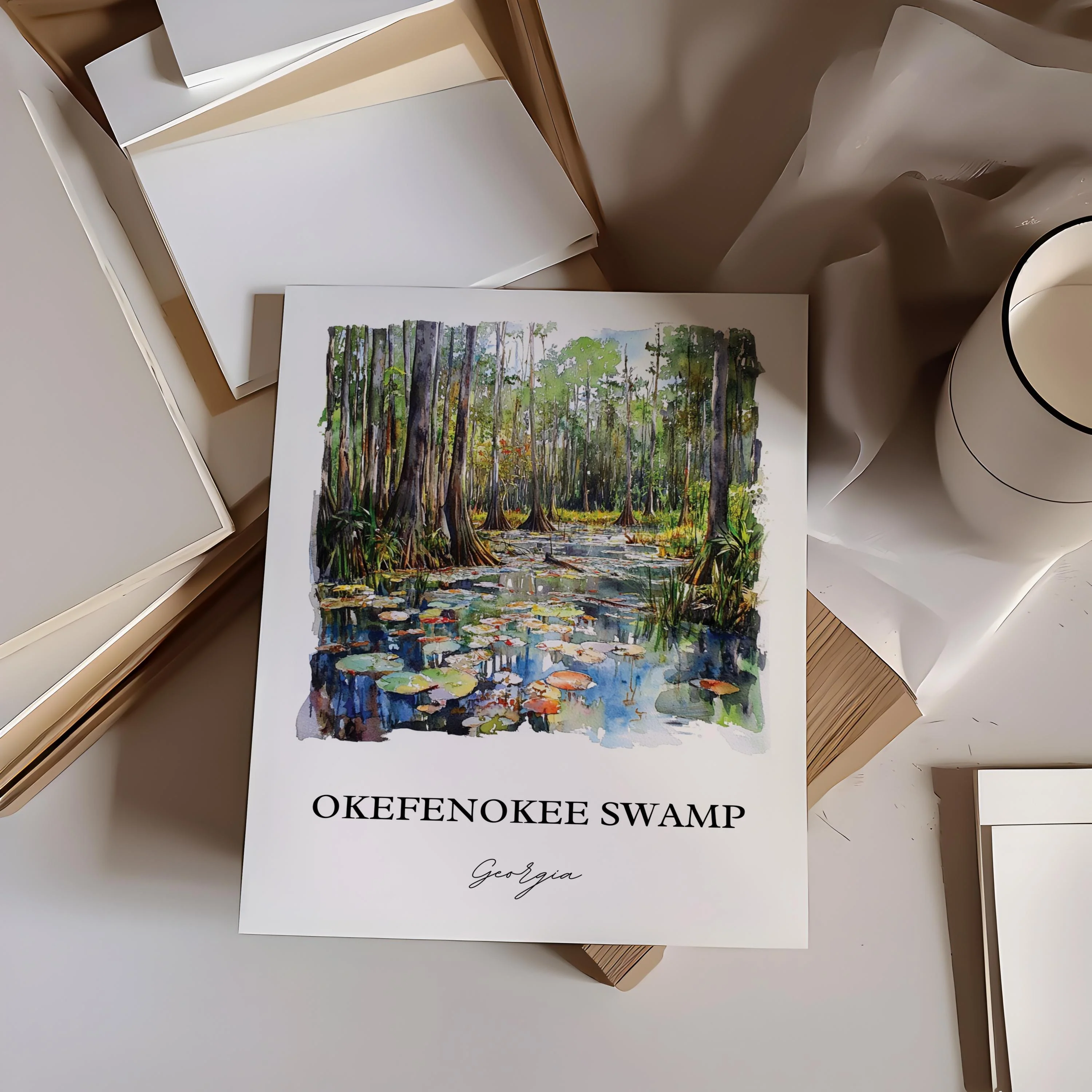 Okefenokee Swamp, Georgia, USA – Watercolor Art Print - Image 4