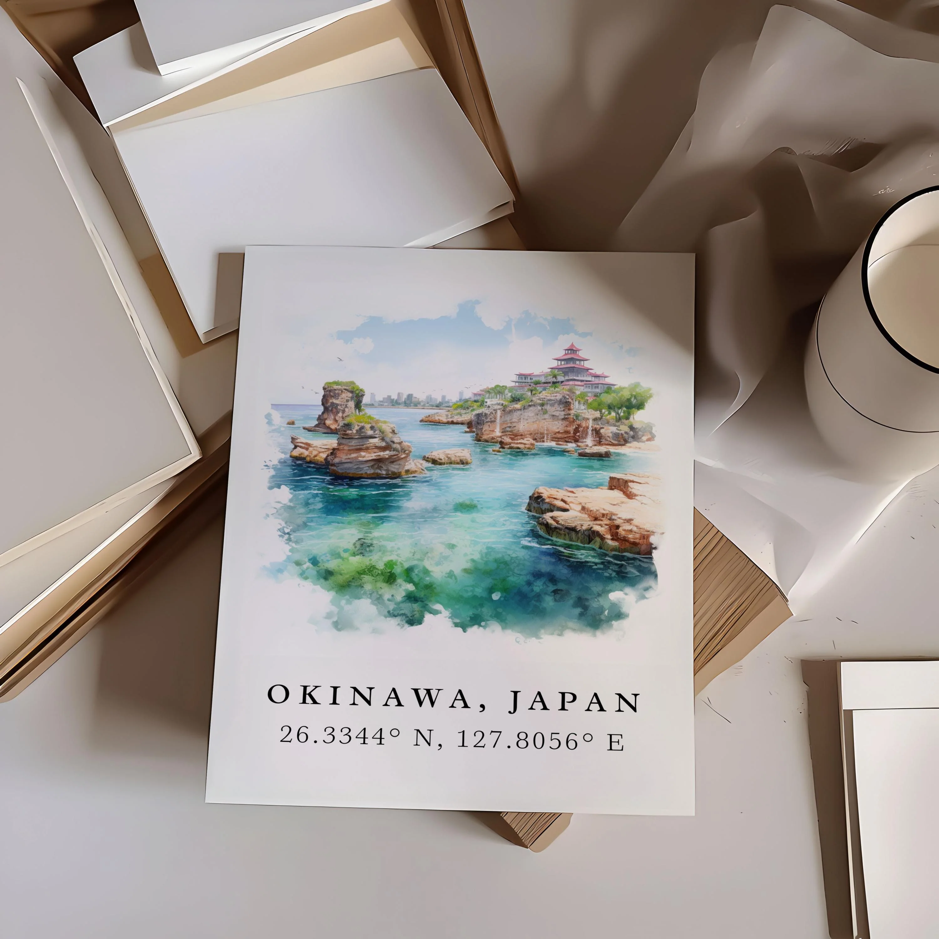 Okinawa, Japan – Watercolor Art Print - Image 2