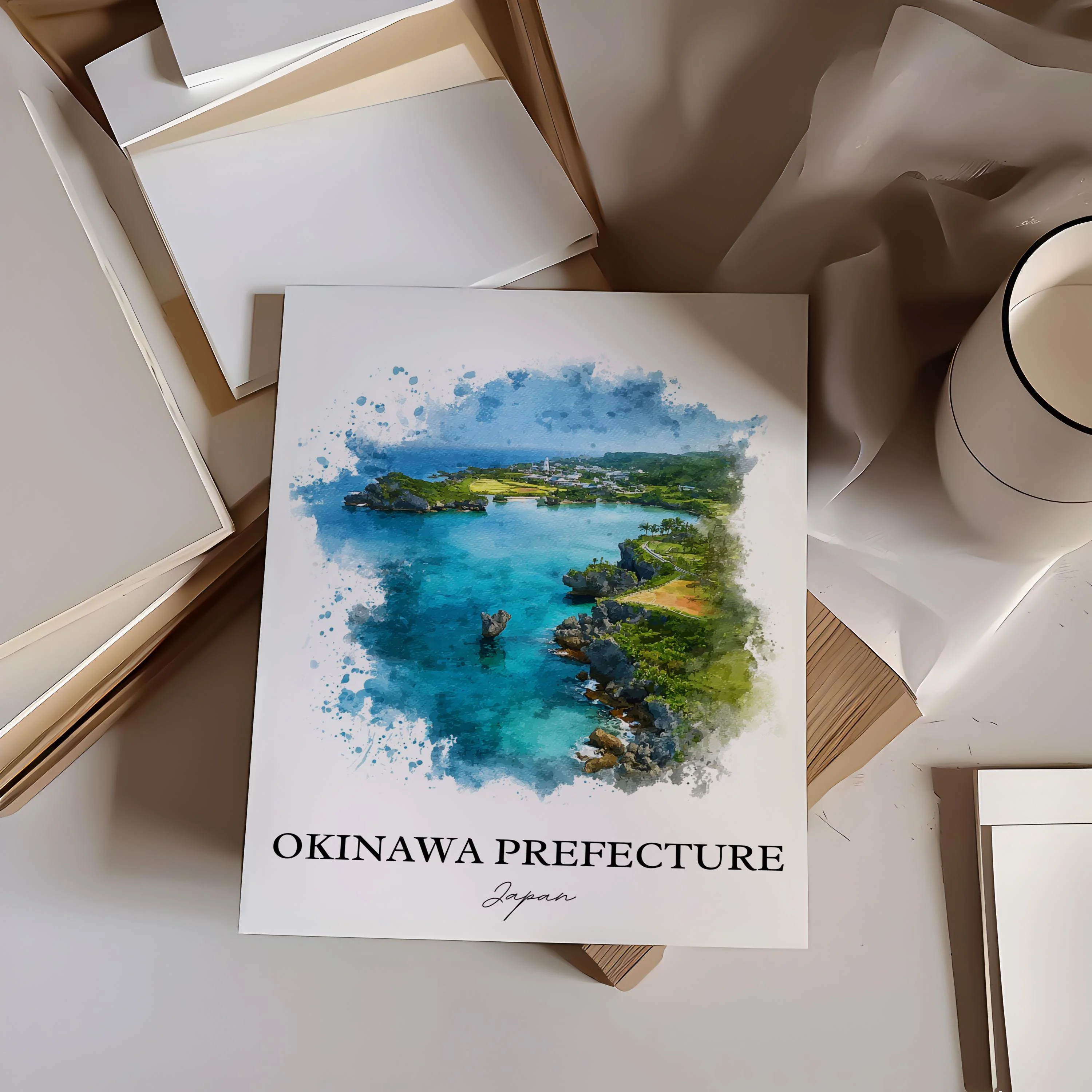 Okinawa, Japan – Watercolor Art Print - Image 4