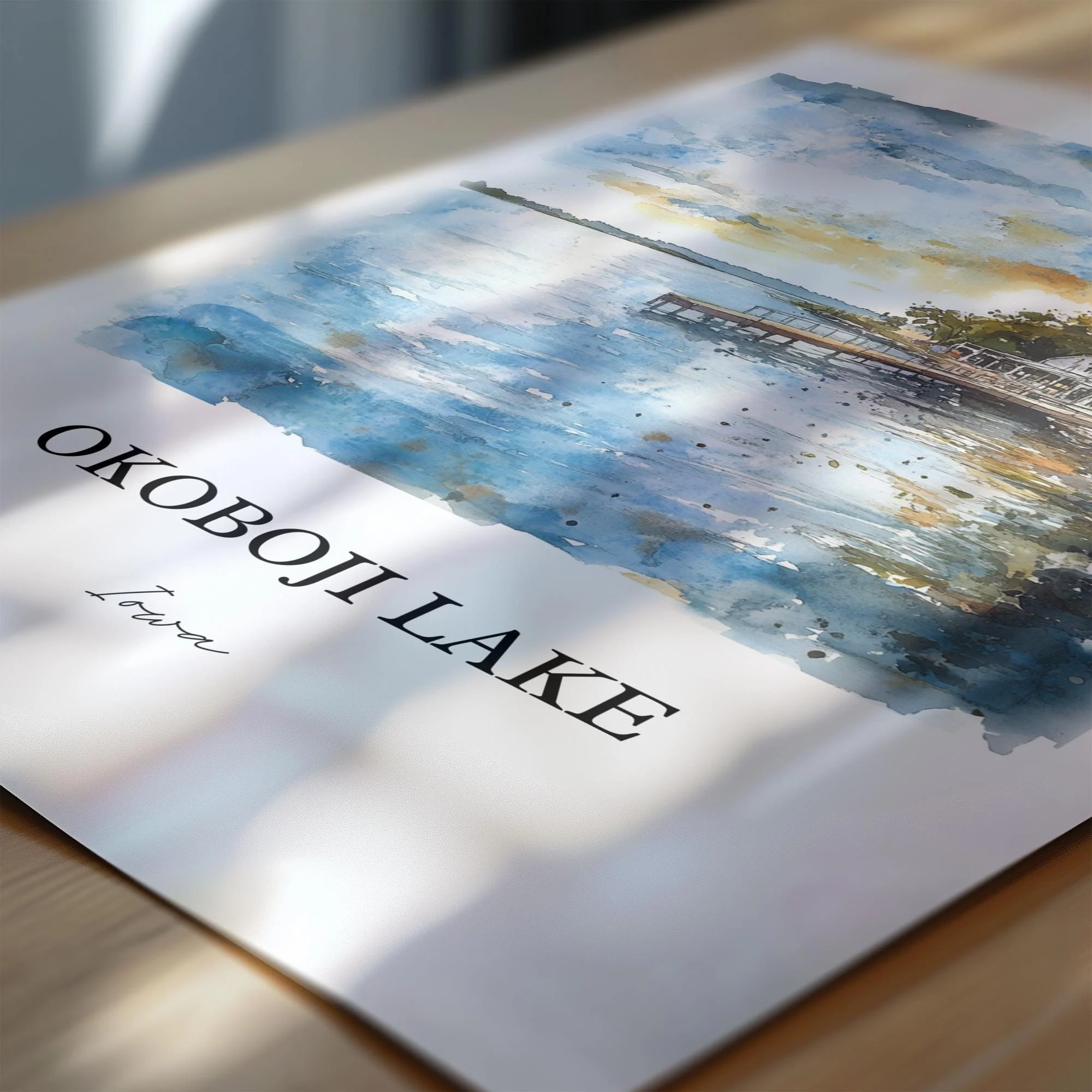 Okoboji Lake, Iowa, Iowa – Watercolor Art Print - Image 2