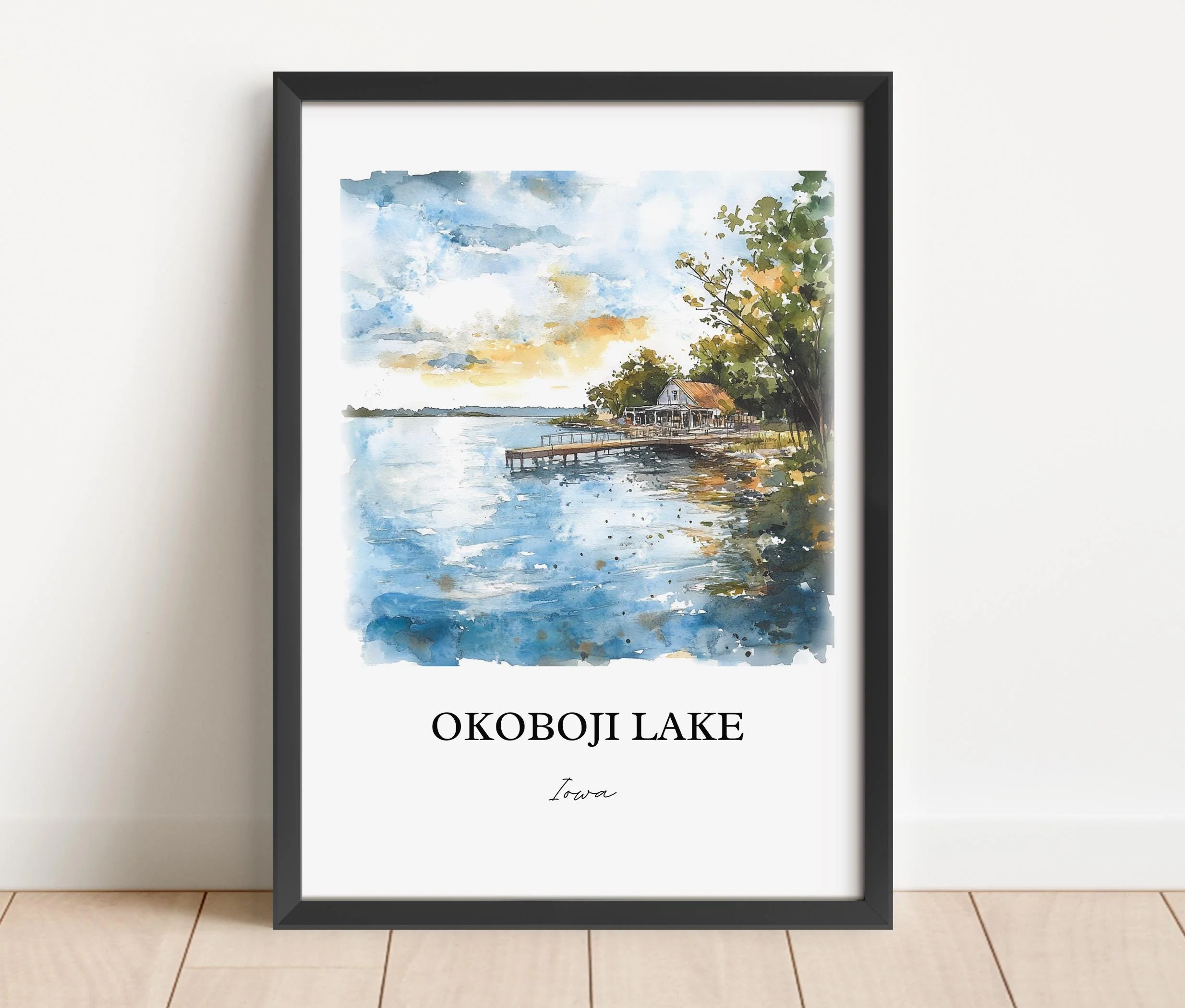 Okoboji Lake, Iowa, Iowa – Watercolor Art Print - Image 5