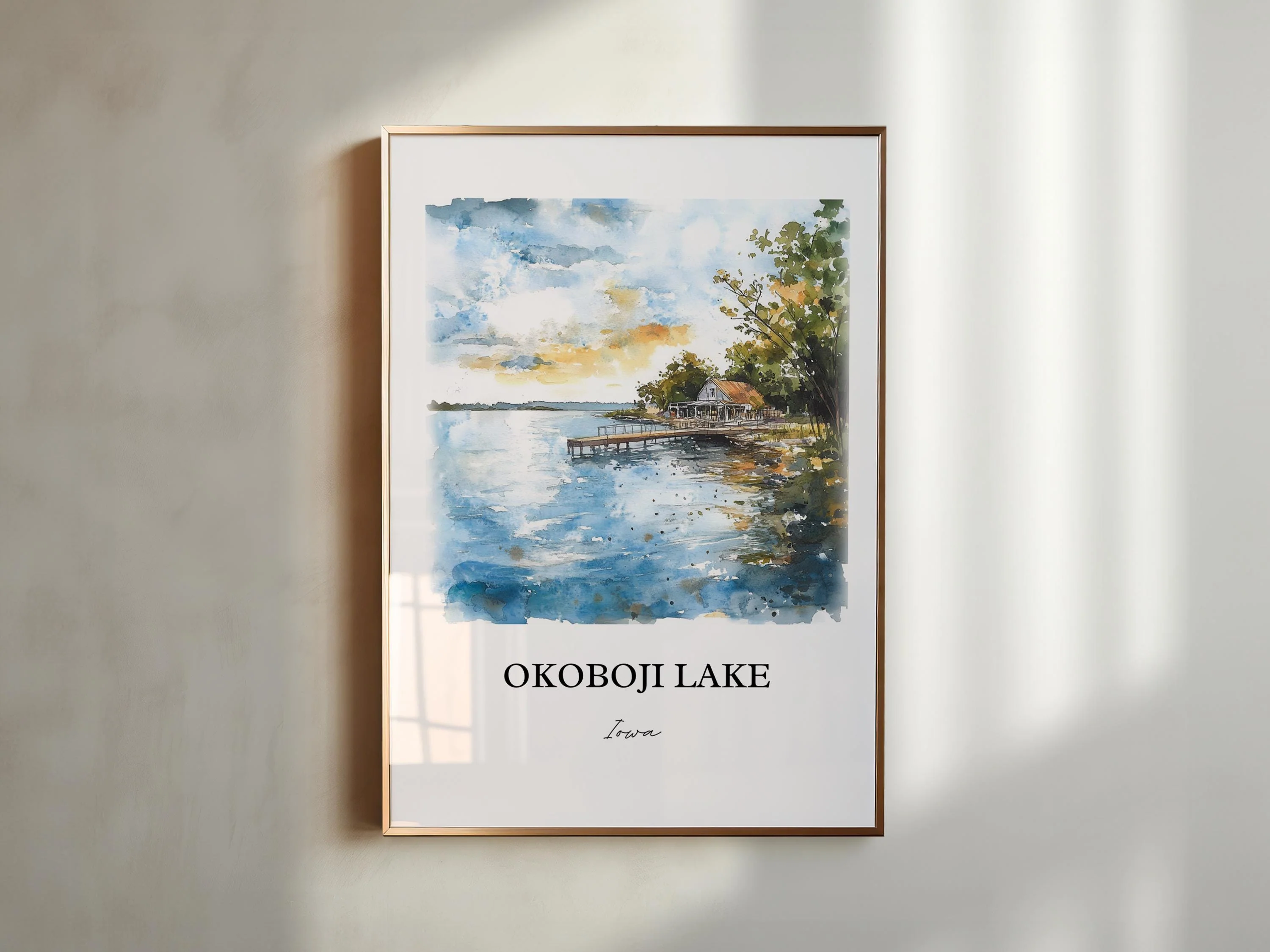 Okoboji Lake, Iowa, Iowa – Watercolor Art Print - Image 6