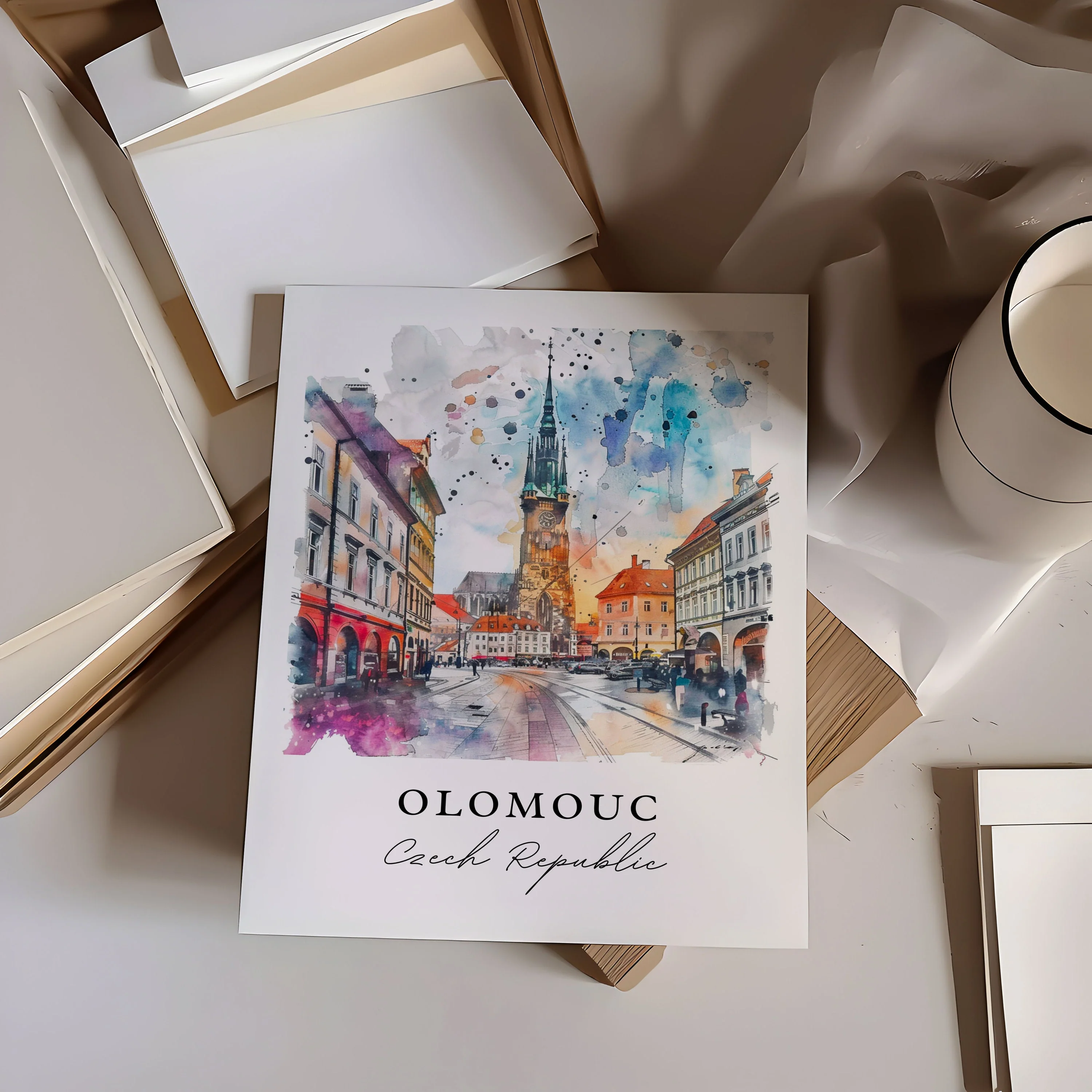 Olomouc, Czech Republic – Watercolor Art Print - Image 3