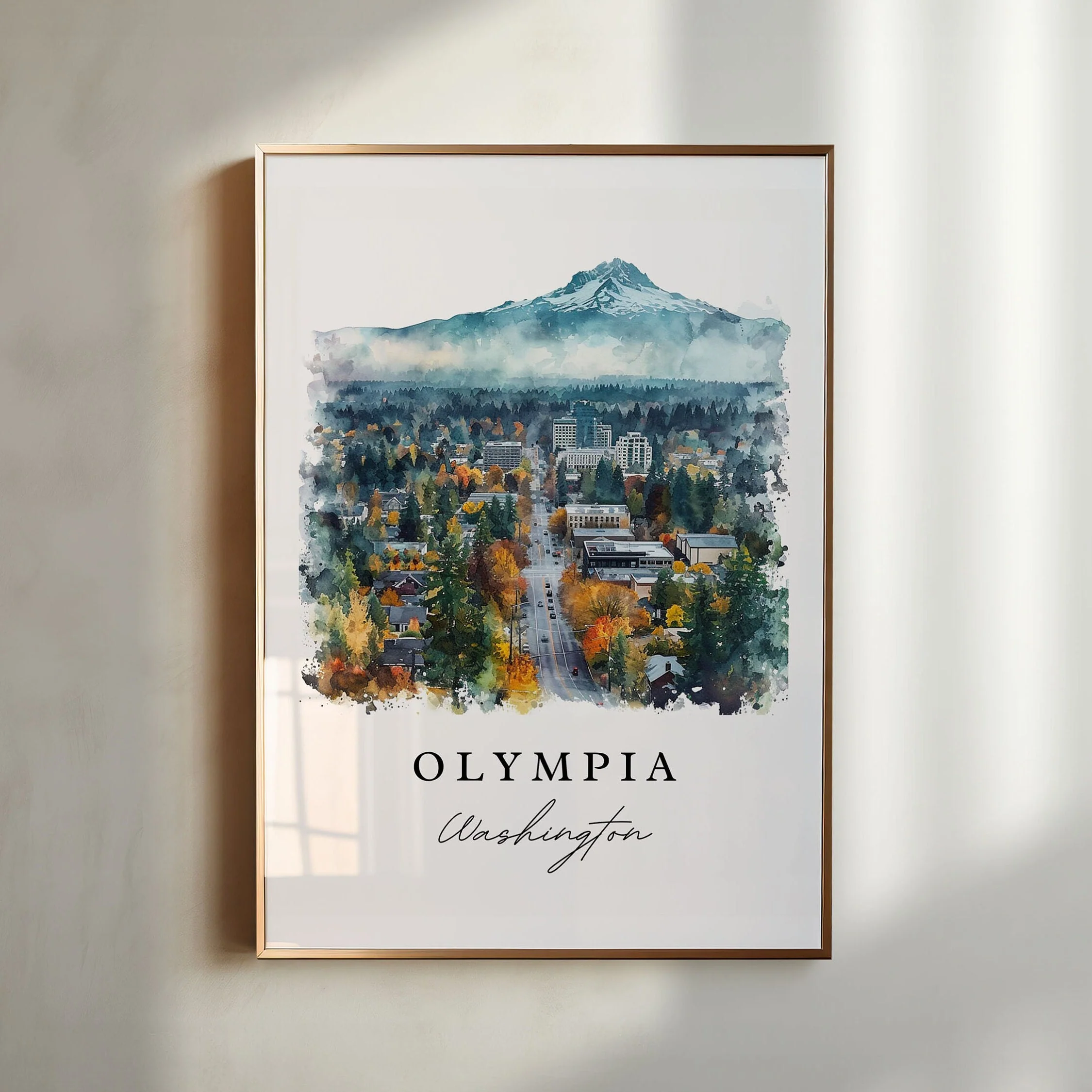 Olympia, Washington, Washington – Watercolor Art Print