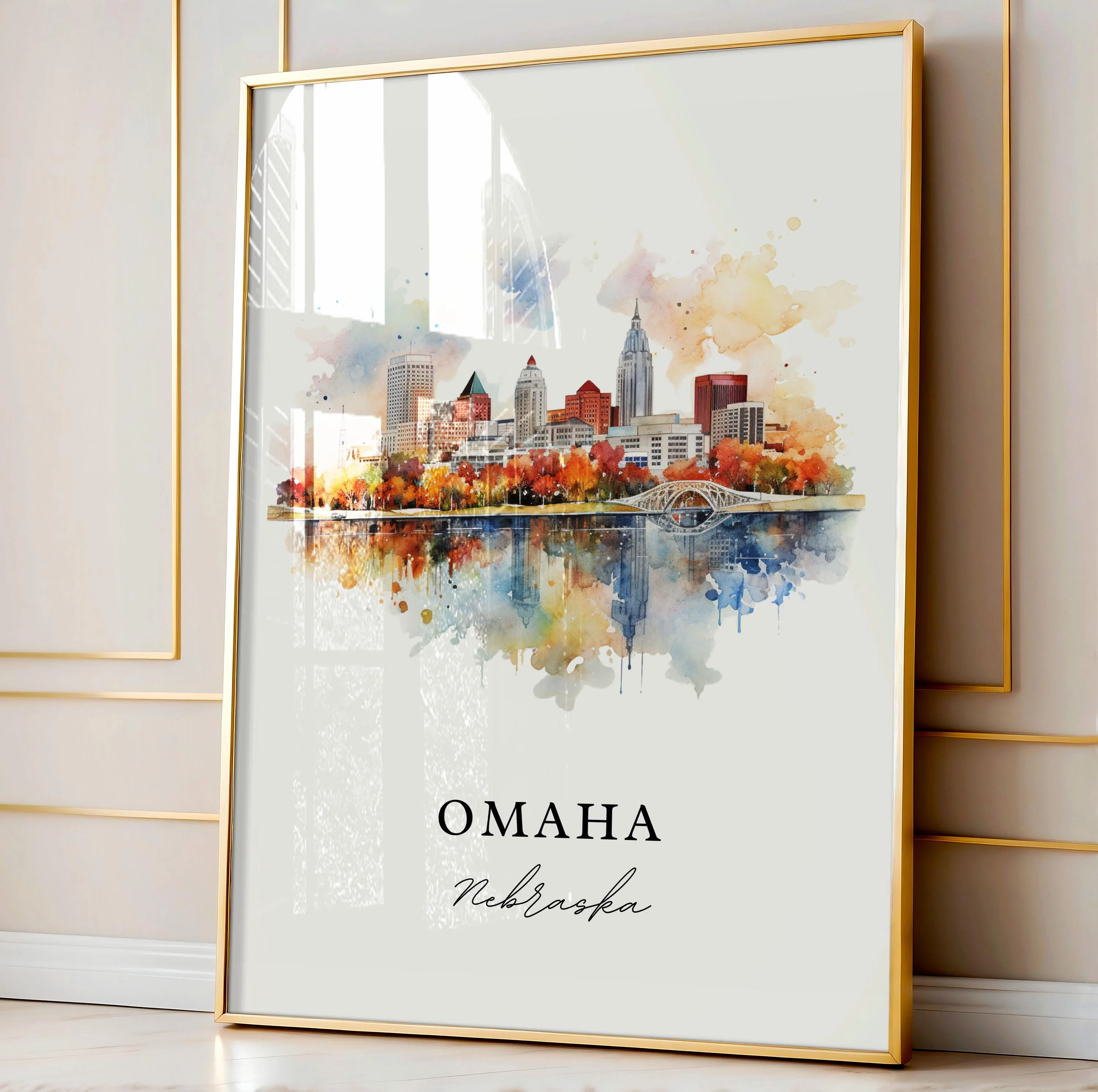 Omaha, Nebraska, Nebraska – Watercolor Art Print - Image 4