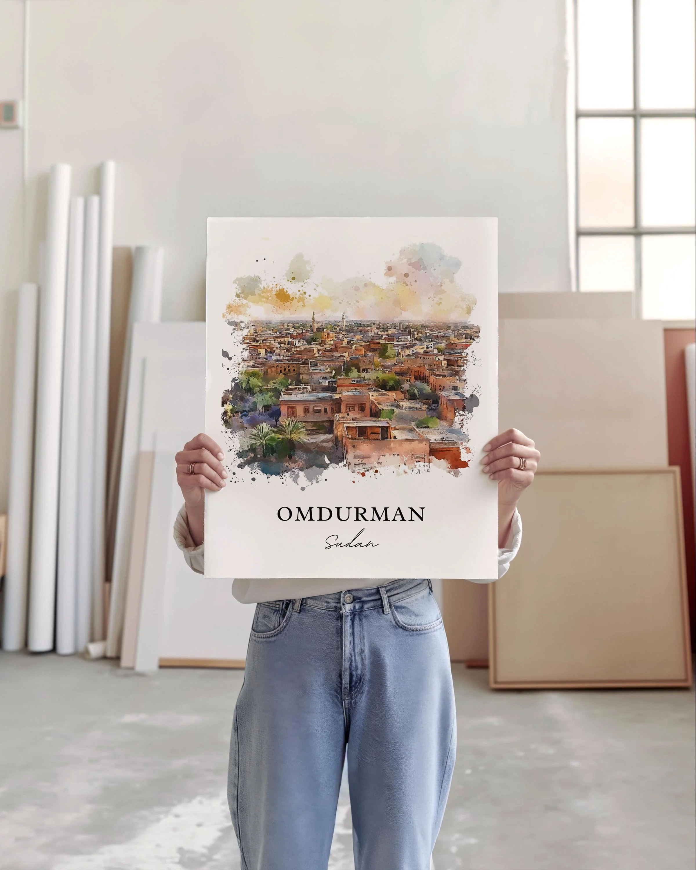 Omdurman, Sudan – Watercolor Art Print - Image 3
